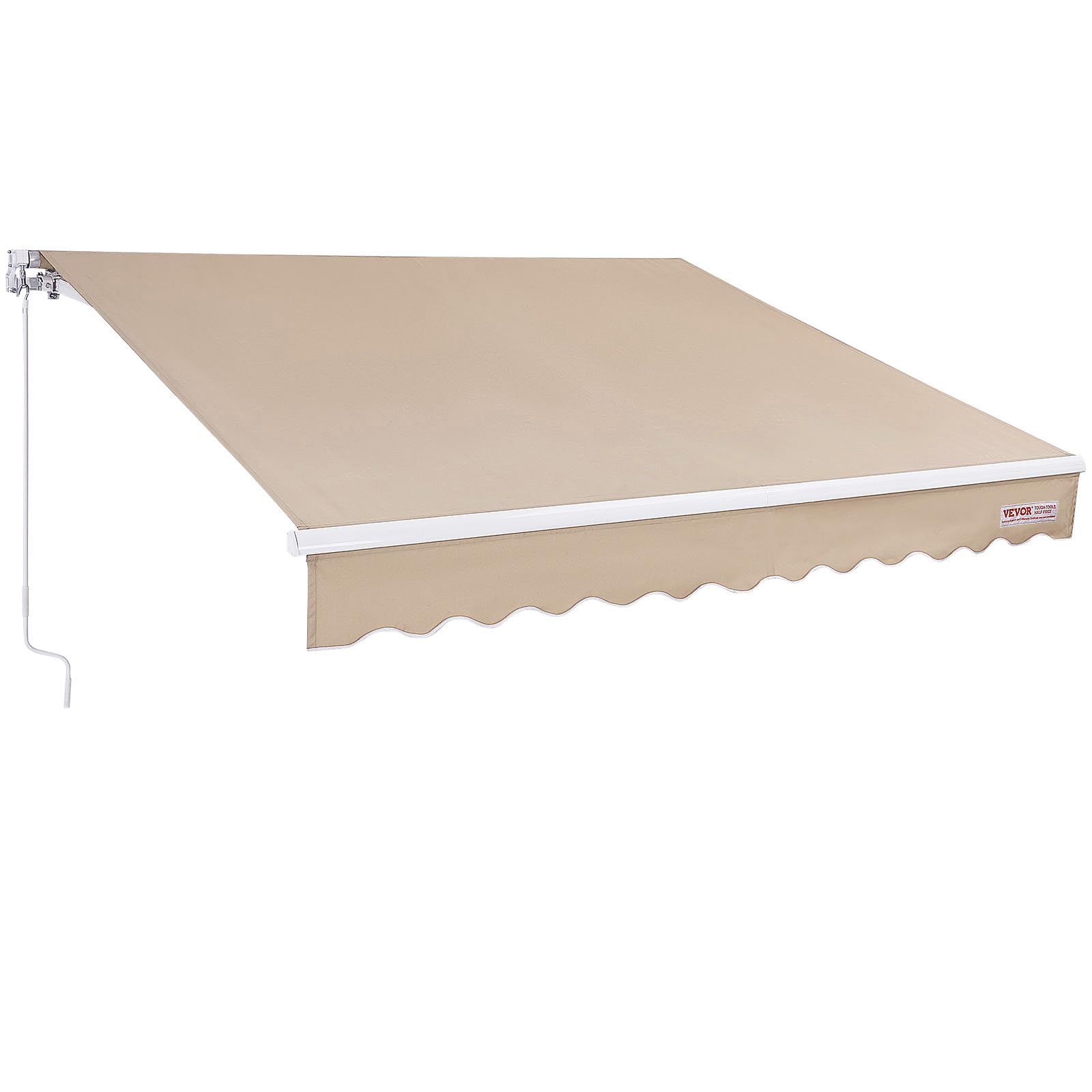 VEVOR 10x8 ft Manual Retractable Awning - Waterproof Polyester Sun Shade for Patio, Backyard & Balcony - Adjustable Crank Handle Outdoor Window Awning Shelter (Perfect for BBQs, Poolside Relaxation & Outdoor Dining)
