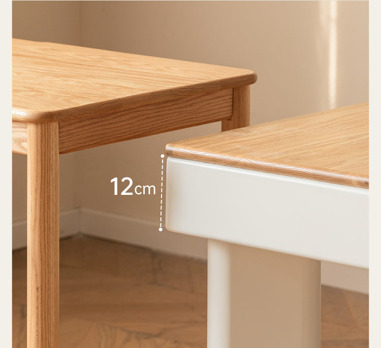 Modern Cream Oak & Poplar Solid Wood Computer Desk with Drawer - Home Office Workstation for Study, Gaming & Remote Work