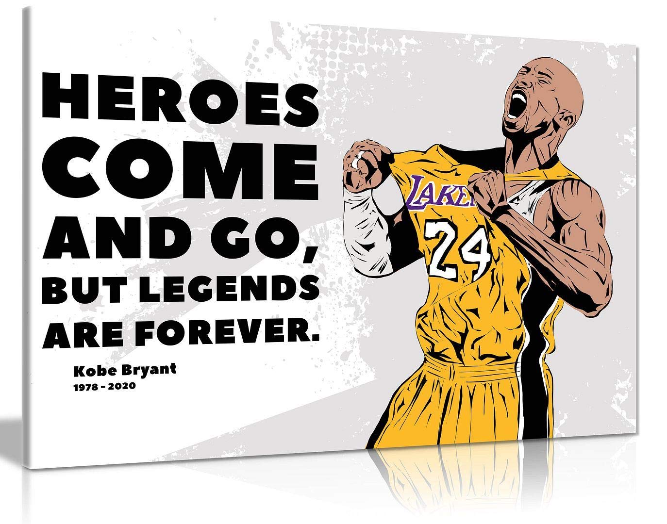 Kobe Bryant Inspirational Quote Basketball Wall Art - Motivational Canvas Print Poster for Home, Office & Gym Decor (18x12 Inches) - Perfect for Sports Fans & Motivational Gifts