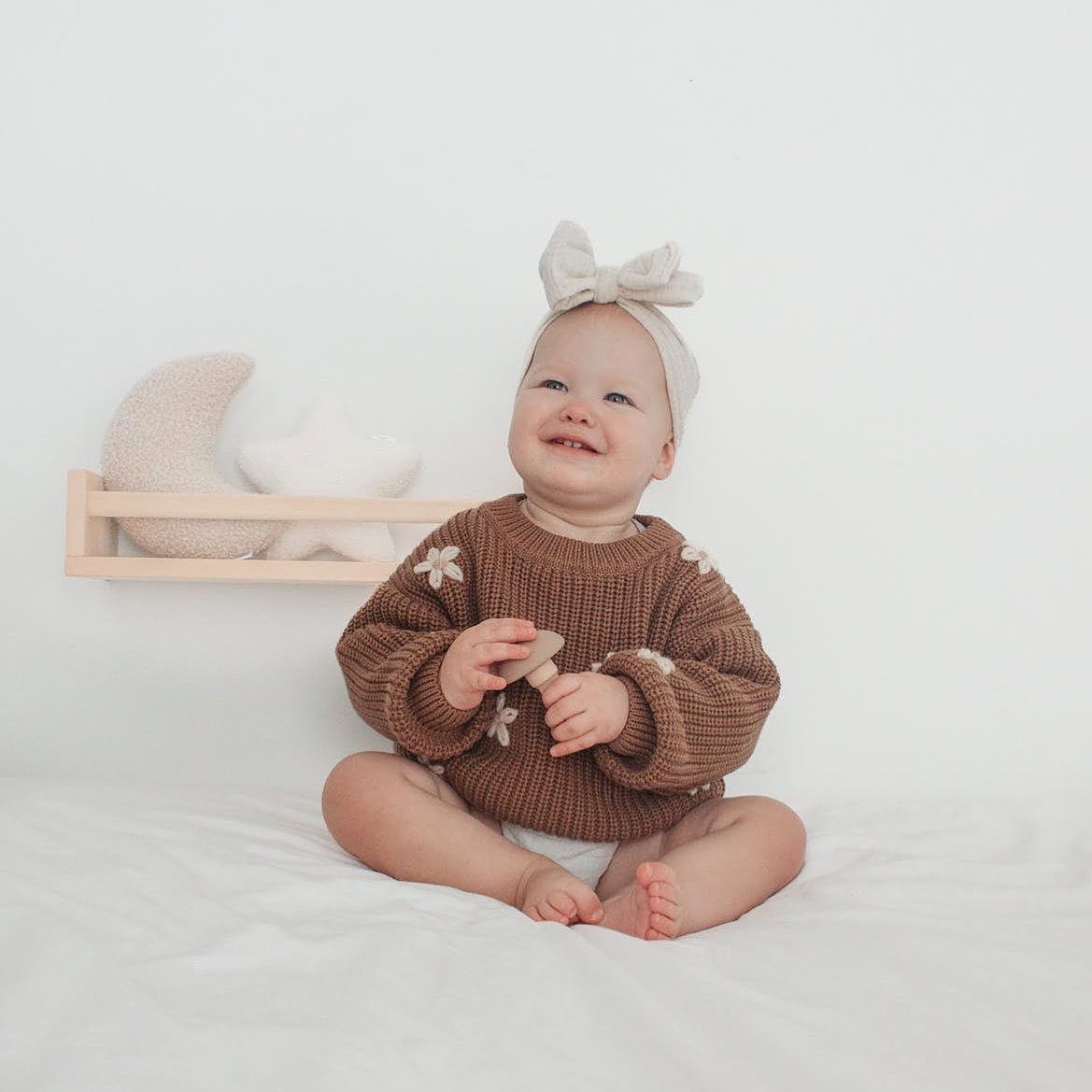 YOKJZJD Chunky Knit Baby Sweater for Girls - Floral Warm Long Sleeve T-Shirt for Newborn Toddler | Cozy Fall Winter Knitted Clothes for Playdates & Family Photos