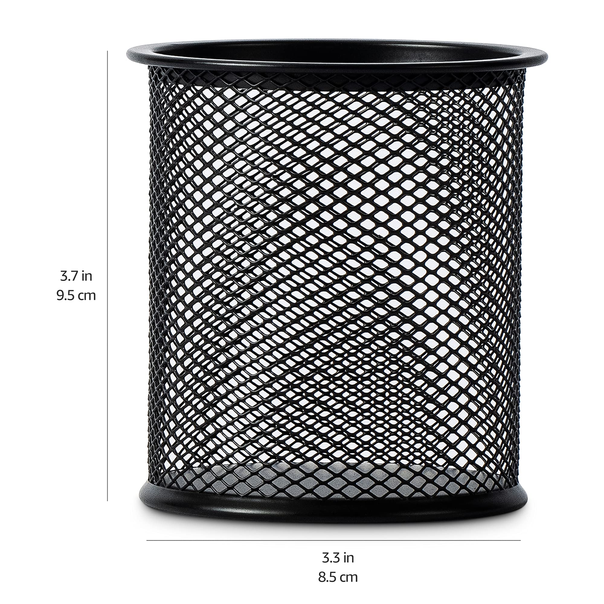 Amazon Basics Black Wire Mesh Pen Cup - Organizer for Office, School & Home Desk Accessories - Perfect for Pens, Pencils, Markers & Scissors