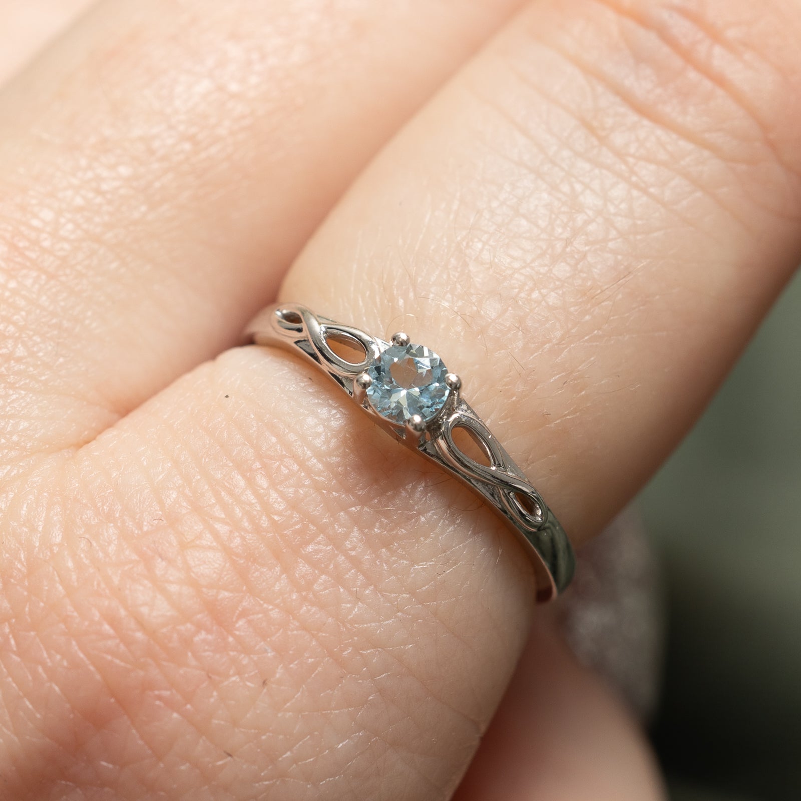 Blue Topaz Twisted Ring | 0.30ct Natural Gemstone | Size 6.75 | Sterling Silver Jewelry for Women | Elegant Gift for Birthday, Anniversary & Special Occasions