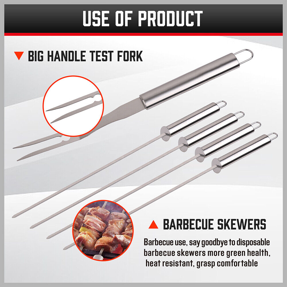 10Pcs Stainless Steel BBQ Tool Set - Heavy Duty Outdoor Grill Utensils for BBQ, Grilling & Cooking - Perfect for Backyard, Camping & Picnics