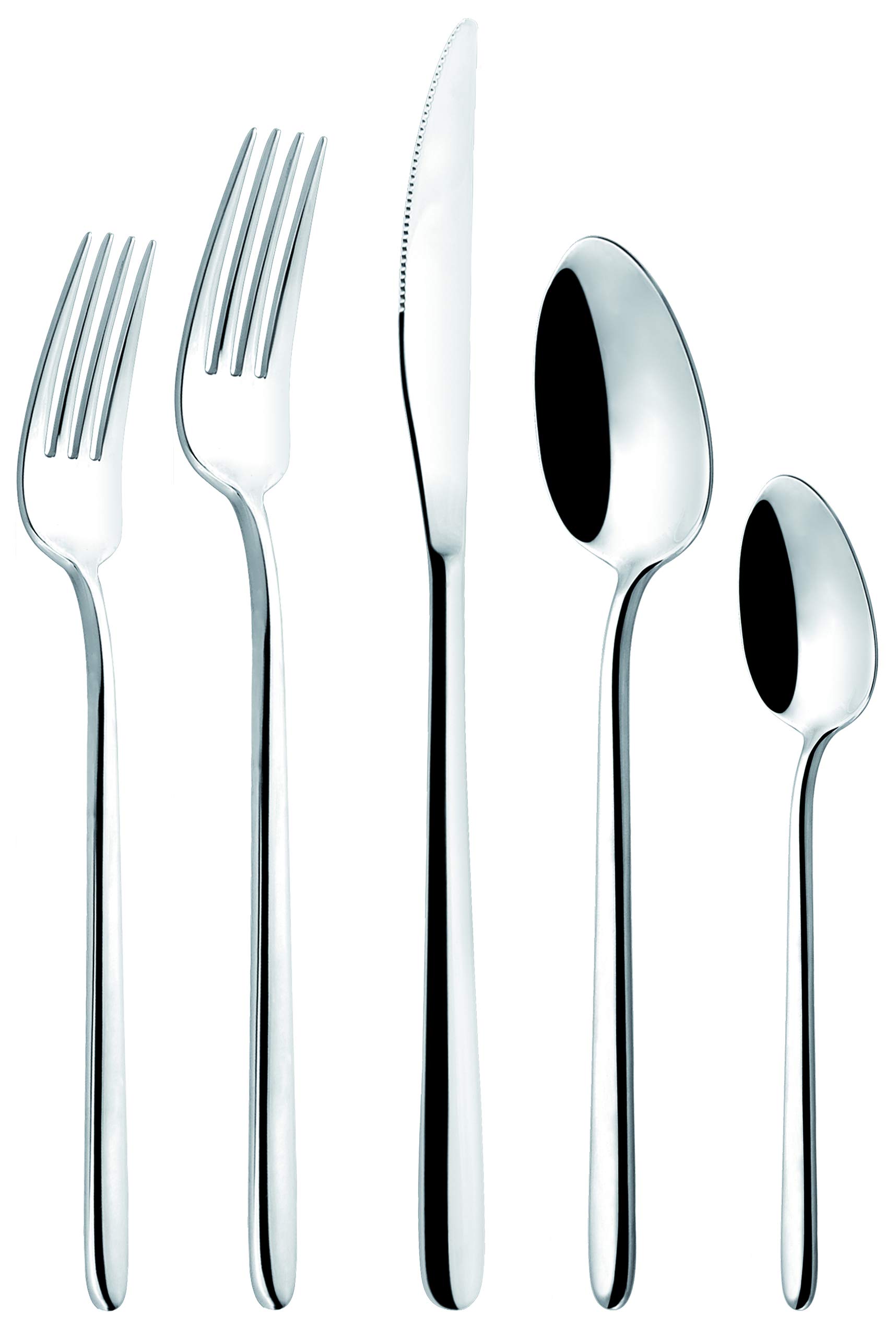 Broggi Stiletto 20-Piece Stainless Steel Flatware Set - Service for 4 with Storage/Gift Box - Perfect for Dinner Parties, Weddings & Housewarming Gifts