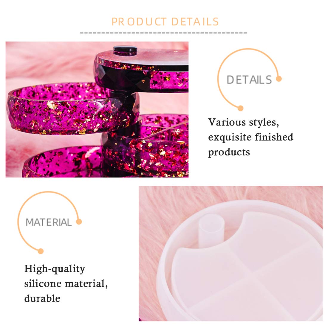 FineInno Rotating Resin Box Molds - Round Multi-Tiered Silicone Jewelry Box Molds for DIY Resin Casting, Jewelry Organizer & Storage - Perfect for Handmade Jewelry, Gift Boxes & Home Decor