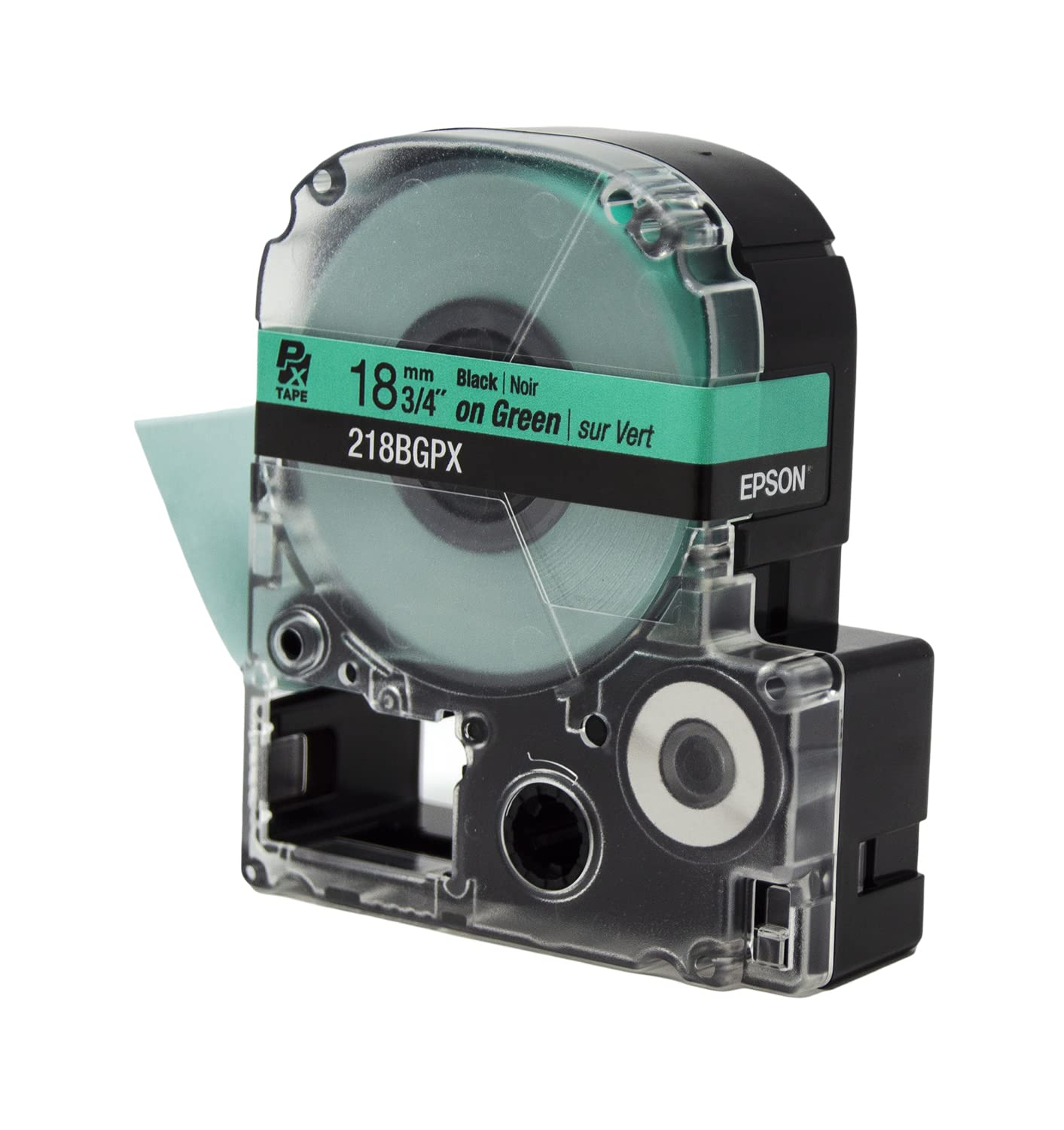 Epson LABELWORKS 218BGPX PET (Polyester) Tape Cartridge - Black on Green Label Maker Tape - 3/4