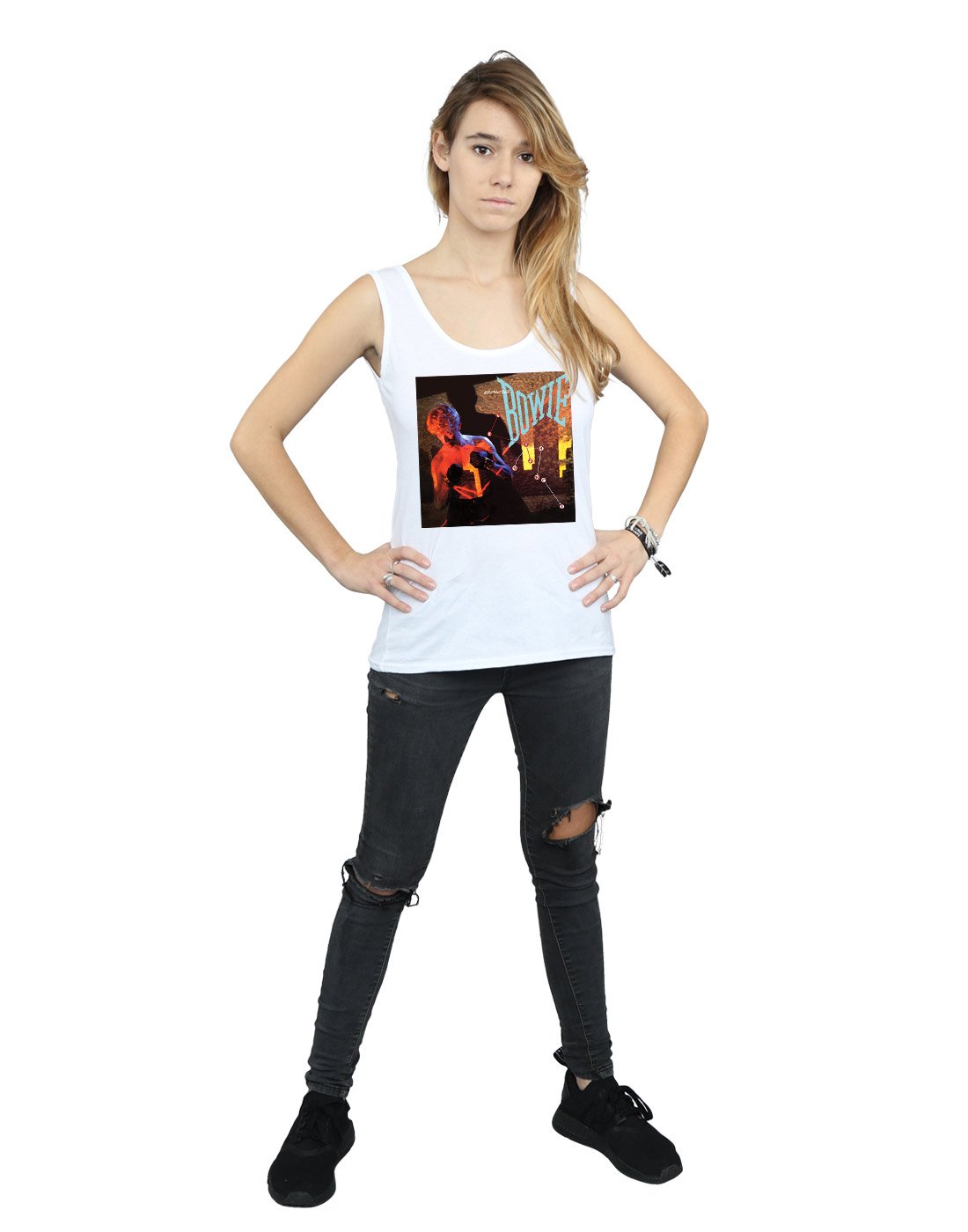 David Bowie Women's Let's Dance Album Cover Vintage Tank Top - 80s Retro Music Tee for Concerts & Casual Wear