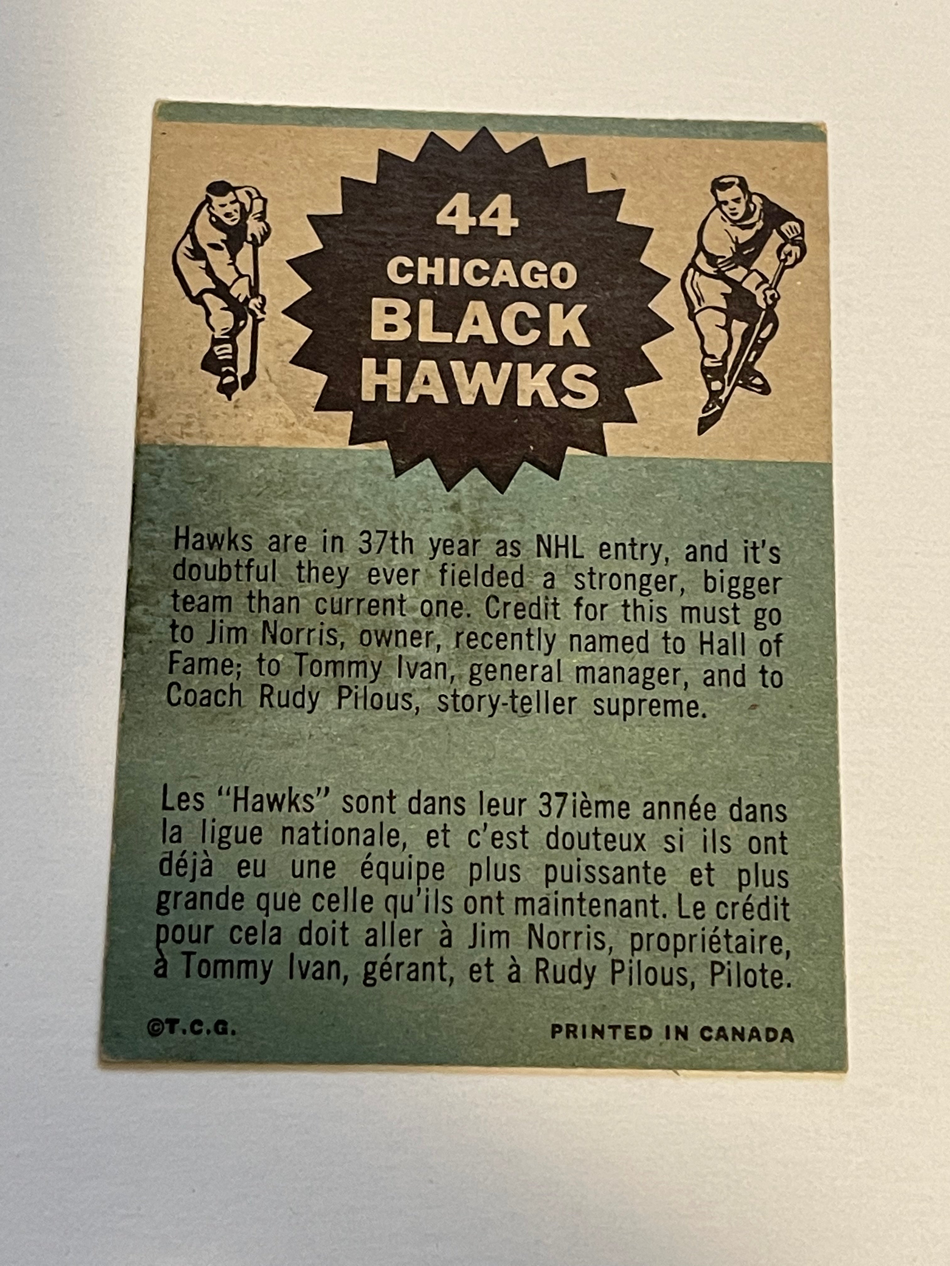 1962 Chicago Blackhawks Topps Hockey Card - Vintage NHL Collectible for Fans & Memorabilia Enthusiasts - Perfect for Display, Gifts & Sports Collections