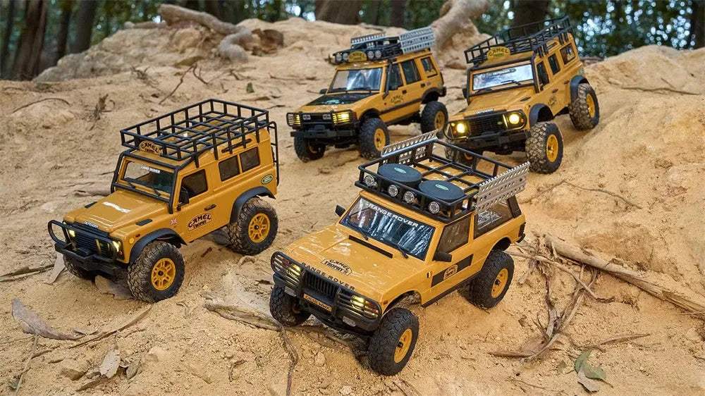 FMS FCX24M 1/24 Scale 4WD RC Rock Crawler Truck - Licensed Range Rover Camel Trophy Edition with LED Lights | 2.4G Remote Control Off-Road Vehicle for Indoor/Outdoor Crawling & Trail Adventures