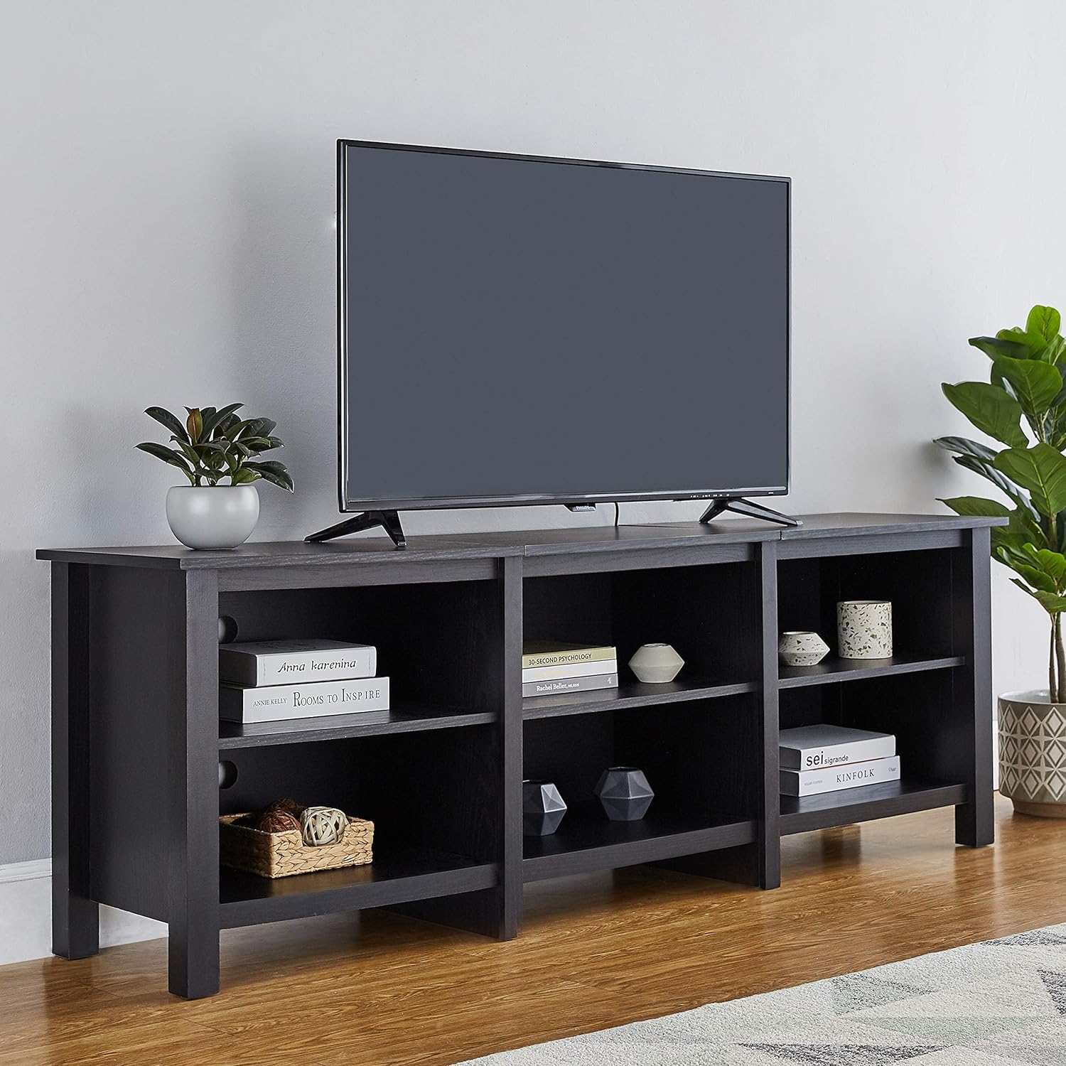 ROCKPOINT 70-85 Inch Classic TV Stand with Storage - Espresso Wood Media Console & Entertainment Center for Living Room, Bedroom, Home Theater
