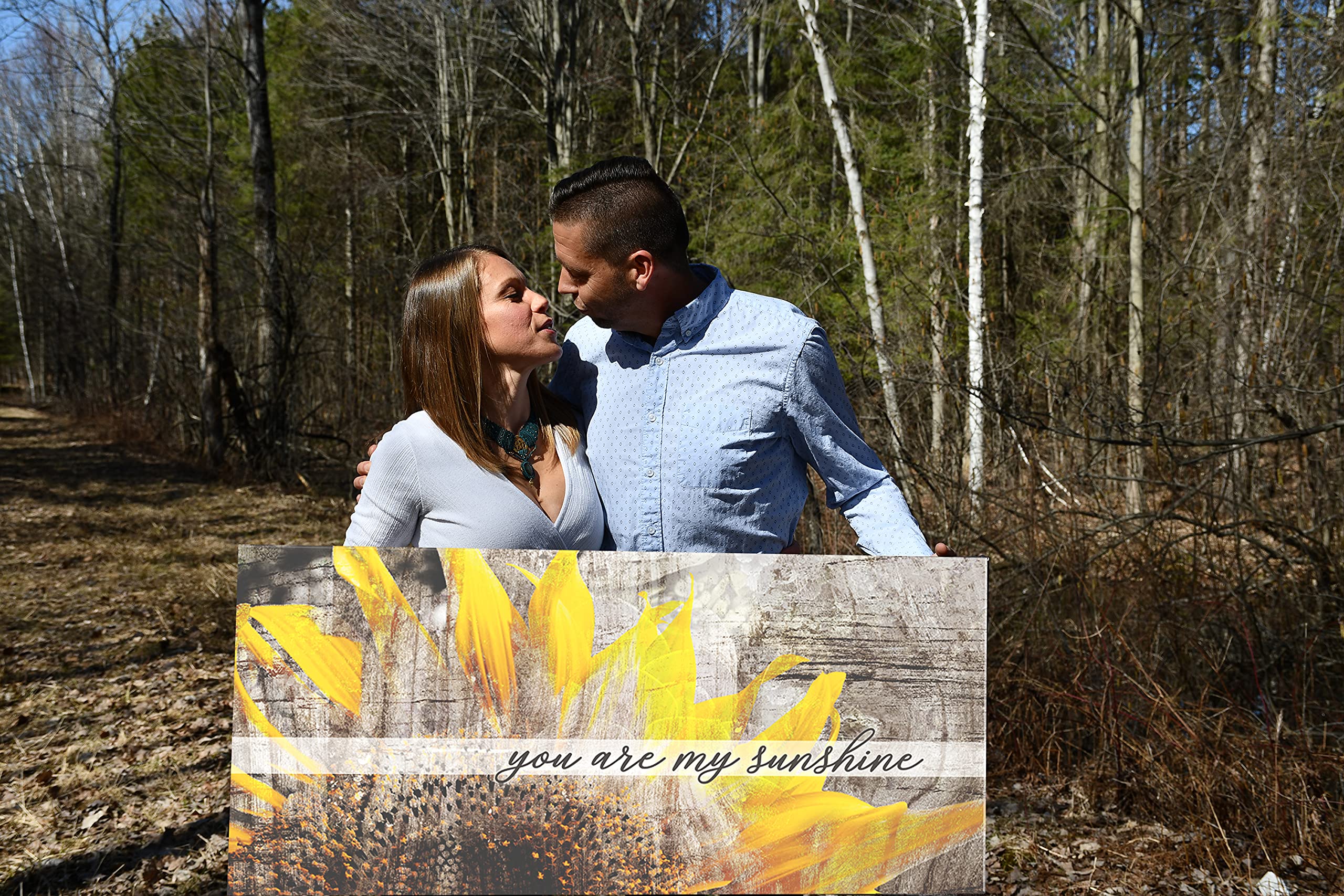 You Are My Sunshine Sunflower Wall Art - Large Canvas Painting for Living Room Decor, Yellow & Brown Floral Home Decor (42x19 Inches) - Perfect for Farmhouse, Boho & Modern Interior Design