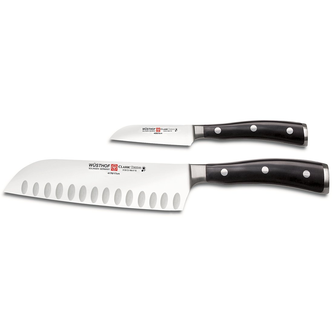 Wusthof Classic Ikon 2-Piece Asian Knife Set - High Carbon Stainless Steel Chef & Santoku Knives - Perfect for Sushi, Vegetables & Meat Preparation