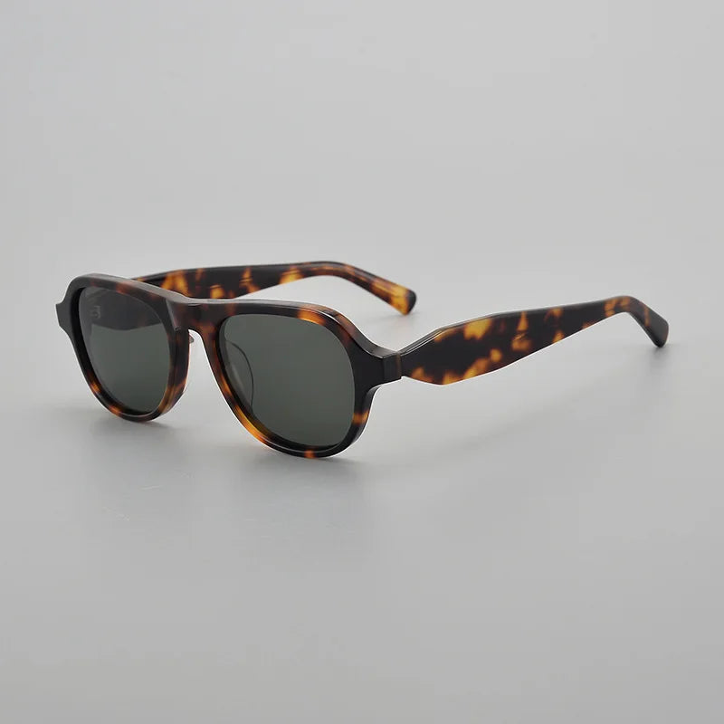 Stylish Unisex Black Square Acetate Polarized Sunglasses for Men & Women - UV400 Protection - Fashionable Eyewear for Driving, Beach & Outdoor Activities