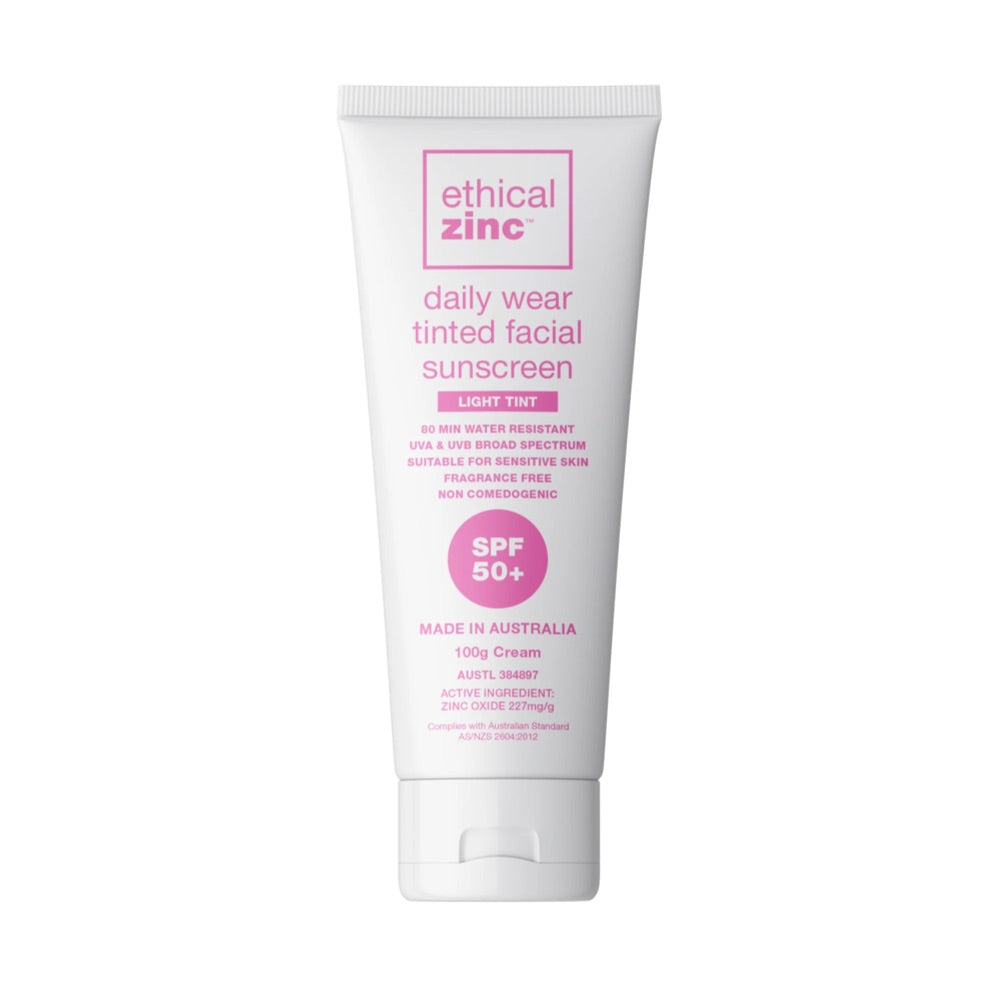 ETHICAL ZINC SPF 50+ Tinted Facial Sunscreen - Lightweight Daily Wear, 100g | Natural Sun Protection for Face with Light Tint, Perfect for Outdoor Activities & Everyday Use