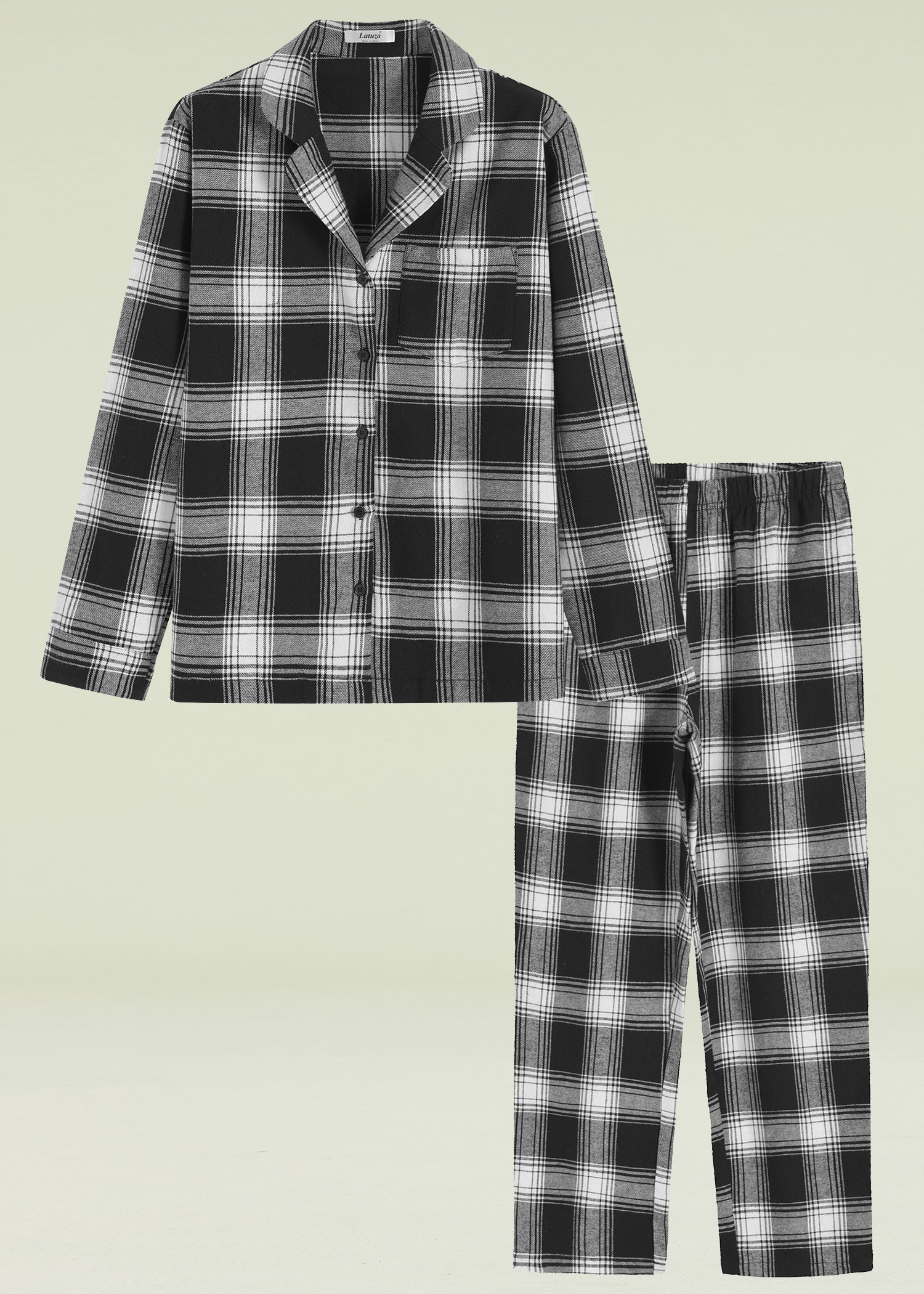 Cozy Women's Cotton Flannel Pajama Set with Pockets - Soft Long Sleeve Shirt & Comfortable Pants for Winter Sleepwear, Lounge & Relaxation at Home