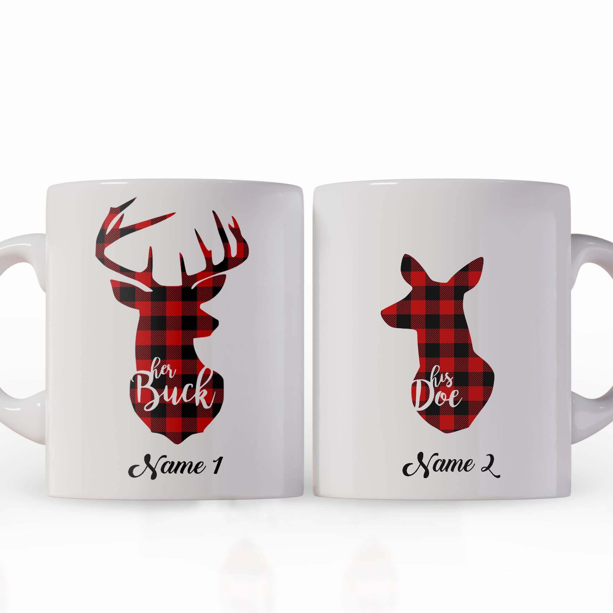 Personalized His and Hers Hunting Mugs - Her Buck His Doe Couple Coffee Cups for Valentine's Day, Anniversary & Hunting Gifts - Ideal for Couples, Husband & Wife - Perfect for Coffee, Tea & Romantic Moments at Home