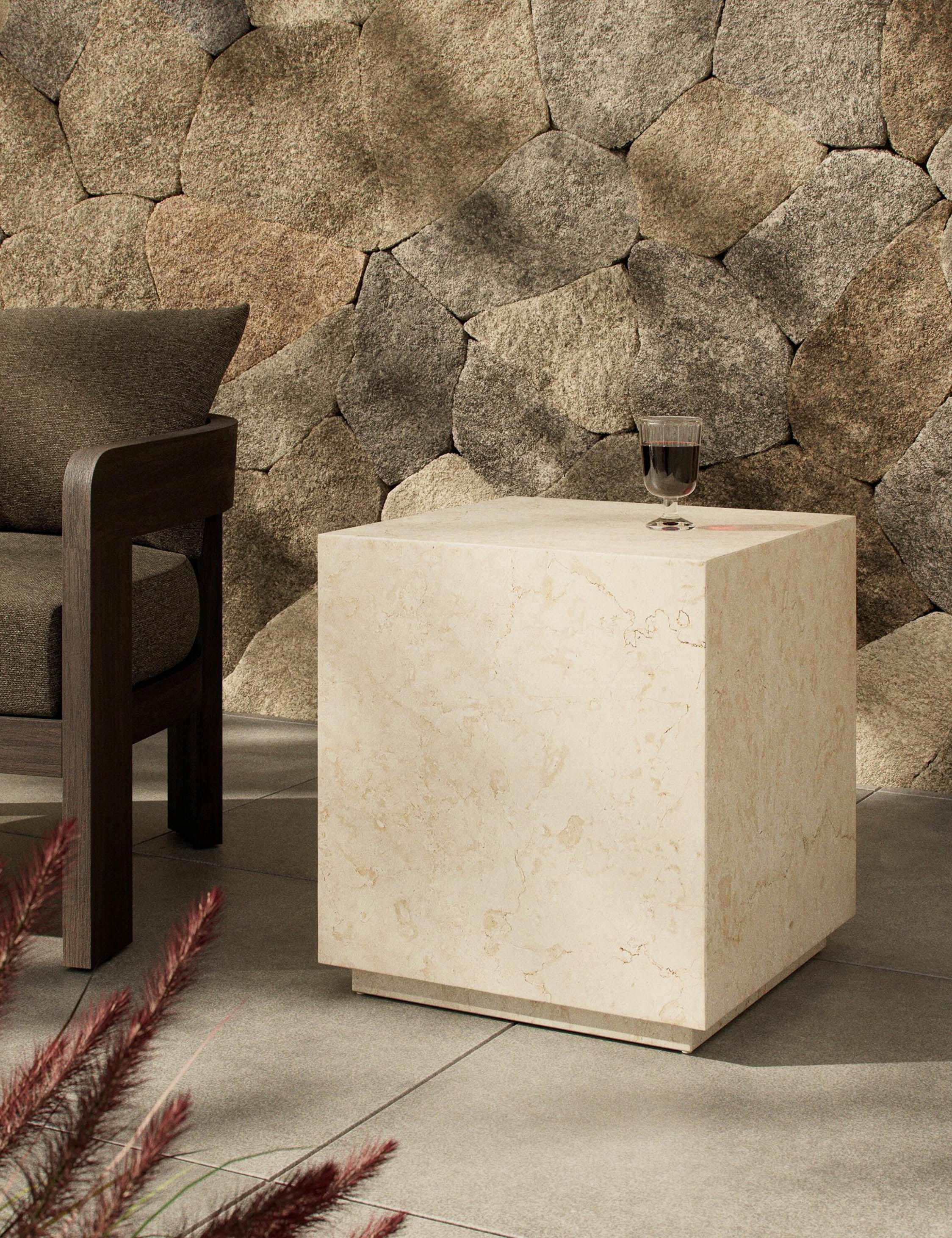 Alber Modern Indoor Outdoor Side Table - Small Accent End Table for Living Room, Patio, Balcony & Garden - Weather-Resistant & Space-Saving Design