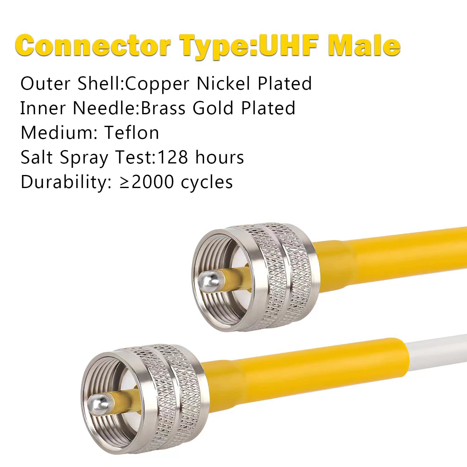 100ft RG8x Coaxial Cable PL259 Male to Male - White Marine Antenna Cable for CB Radio, HAM Radio, VHF Radio | Weatherproof PVC Jacket | Ideal for Boats, RVs & Outdoor Communications