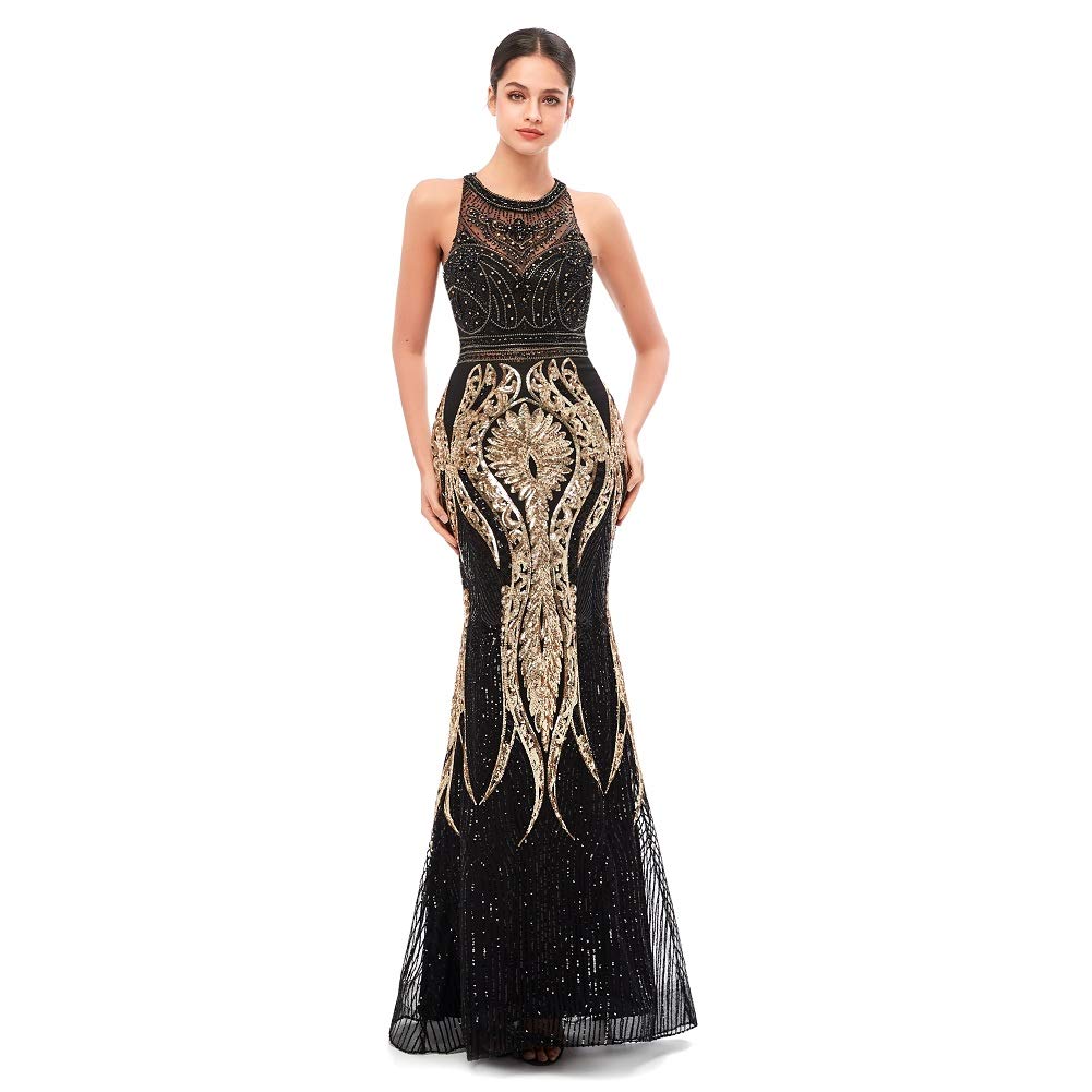 Elegant Black Sequin Mermaid Evening Dress for Women - Trumpet Formal Gown for Party, Pageant, Prom & Special Occasions | Perfect for Weddings, Galas & Red Carpet Events