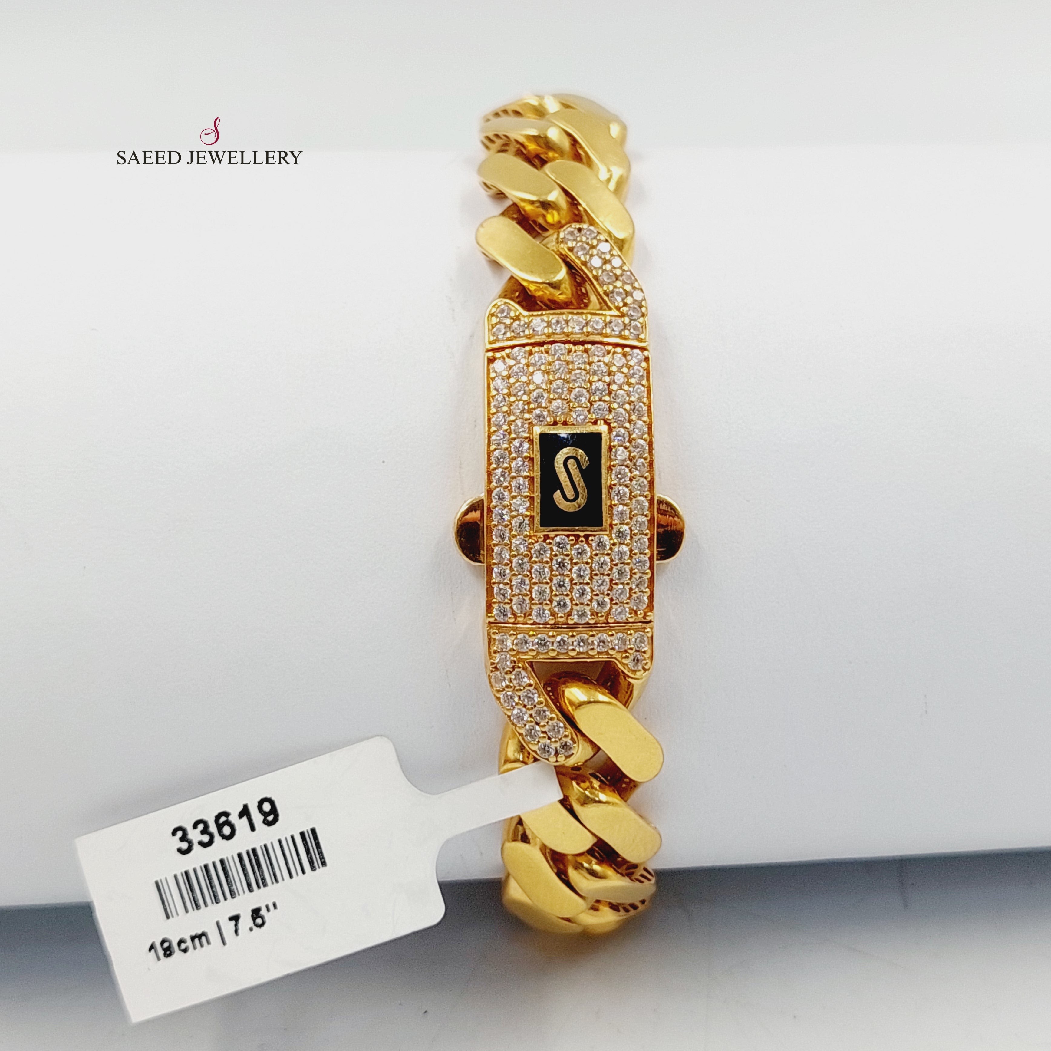 Stylish Enameled & Zircon Studded Cuban Link Bracelet for Men - Perfect for Parties, Weddings & Fashion Accessories