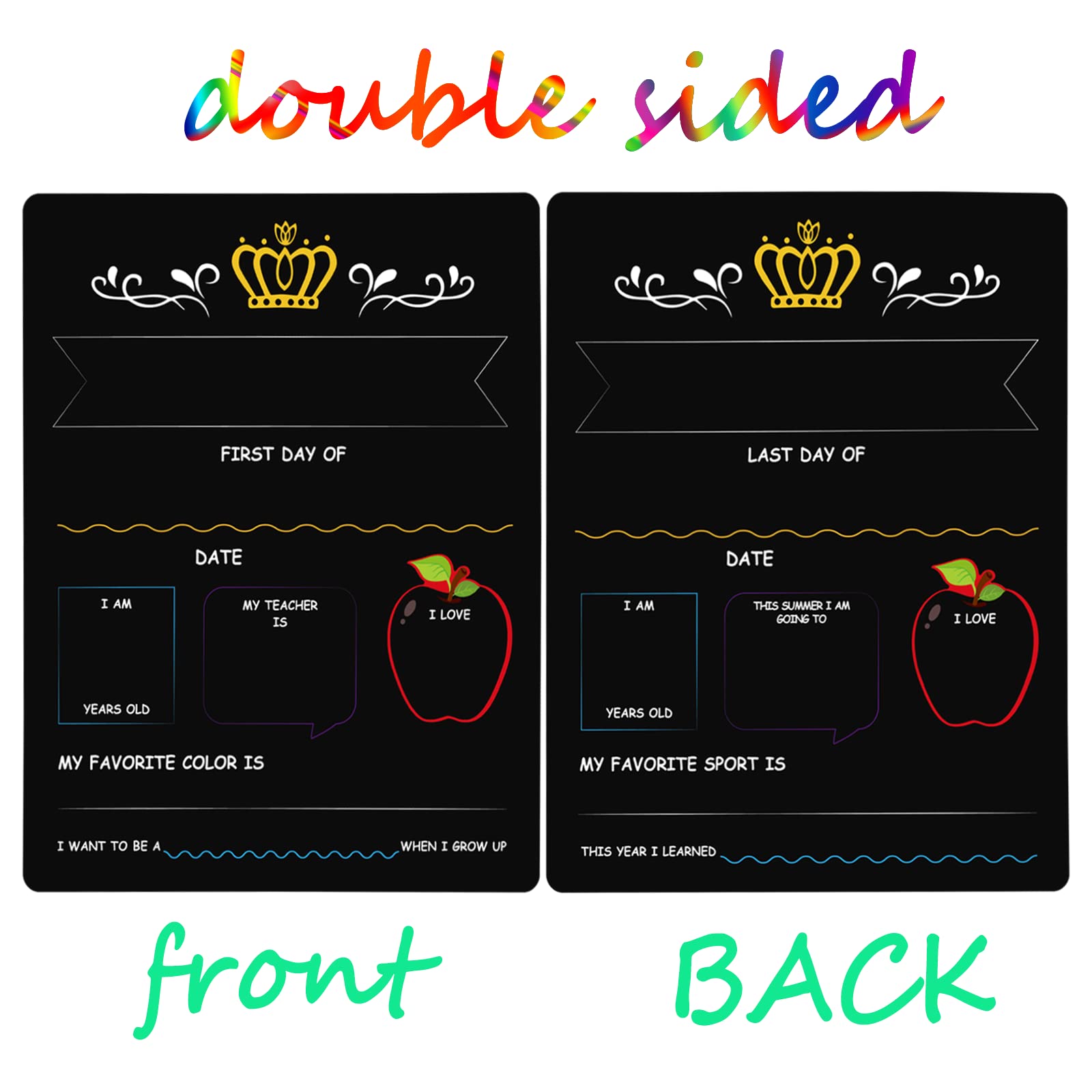 Double Sided Reusable Wooden Chalkboard Sign - 11.8