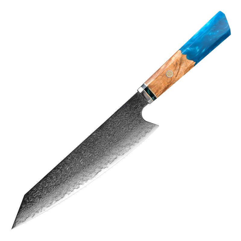 Premium Japanese VG10 Damascus 8-Inch Chef Knife with Exotic Olive Wood Handle & Leather Sheath – Perfect for Professional Chefs, Home Cooking, and Gourmet Food Preparation