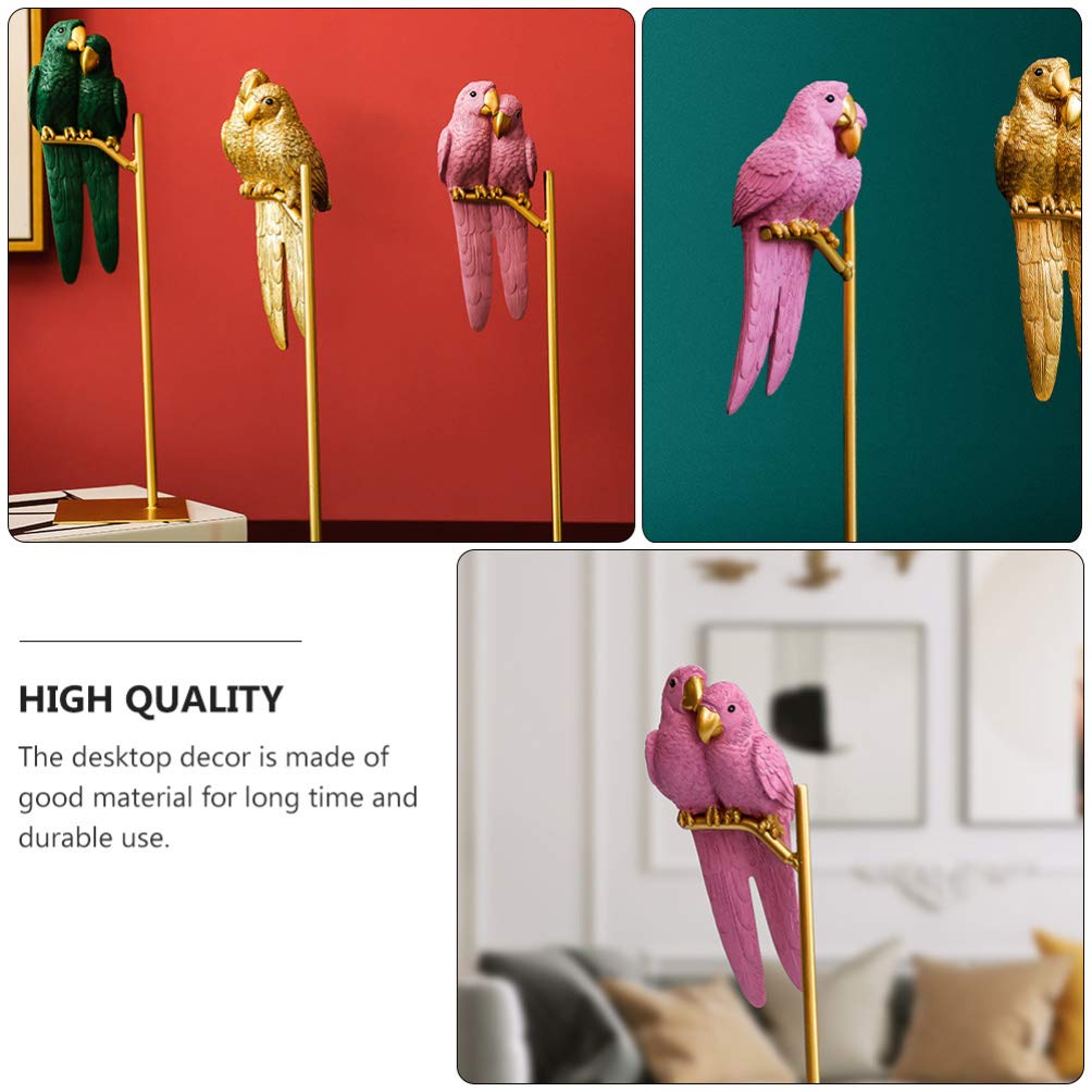 Wakauto Handcrafted Resin Parrot Statues - Macaw Couple Figurines for Home Decor, Wedding Centerpiece & Car Accessories | Rustic Table Decor for Living Room, Garden & Special Events