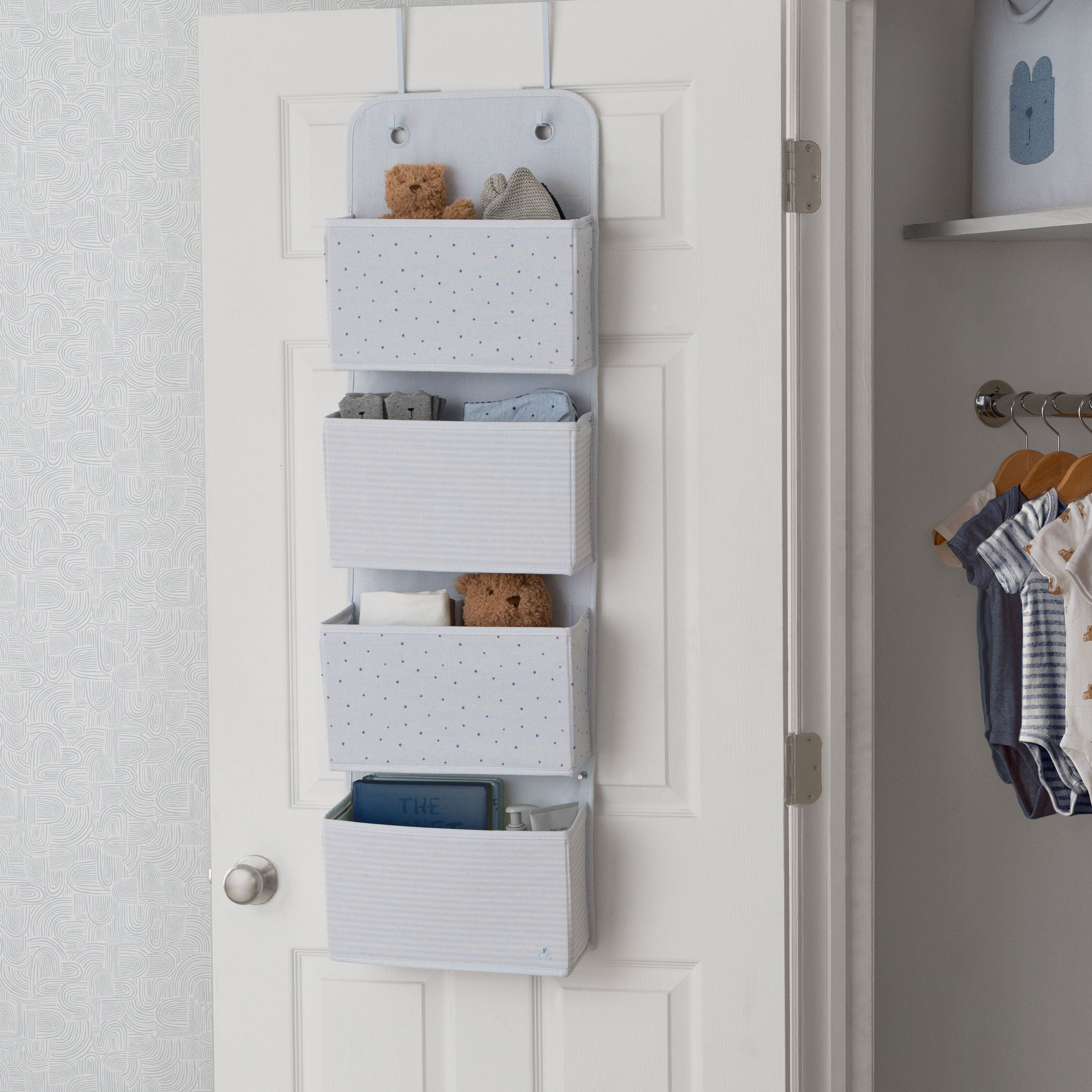 BabyGap 2-Pack Over The Door Hanging Organizer with 4 Pockets - Perfect for Nursery, Closet & Bathroom Storage Organization
