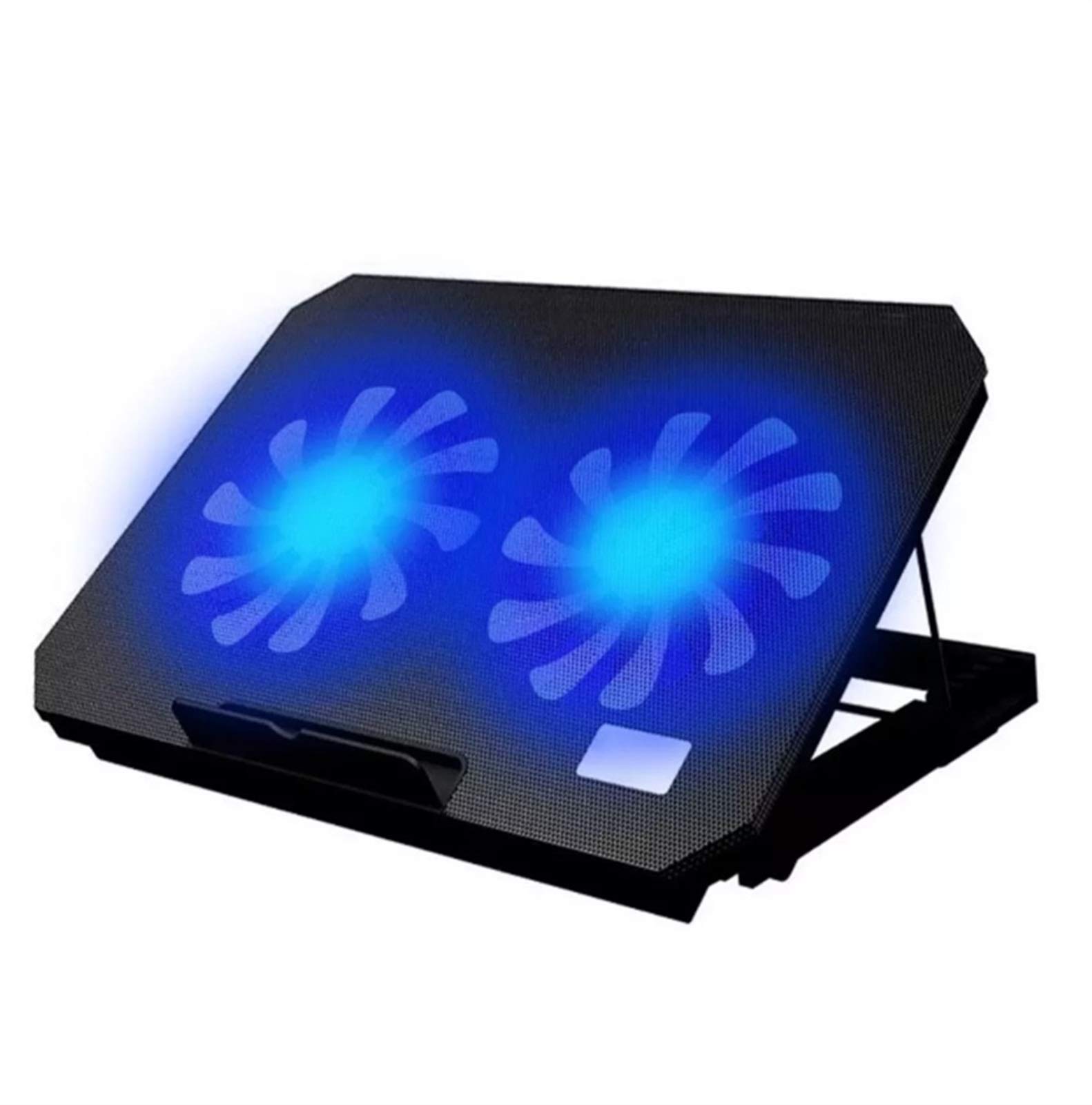 QONBV Adjustable LED Laptop Cooling Stand with Dual USB Fans - Portable Notebook Cooler Pad for Gaming & Office Use - Ergonomic Angle Bracket for Better Airflow & Comfort
