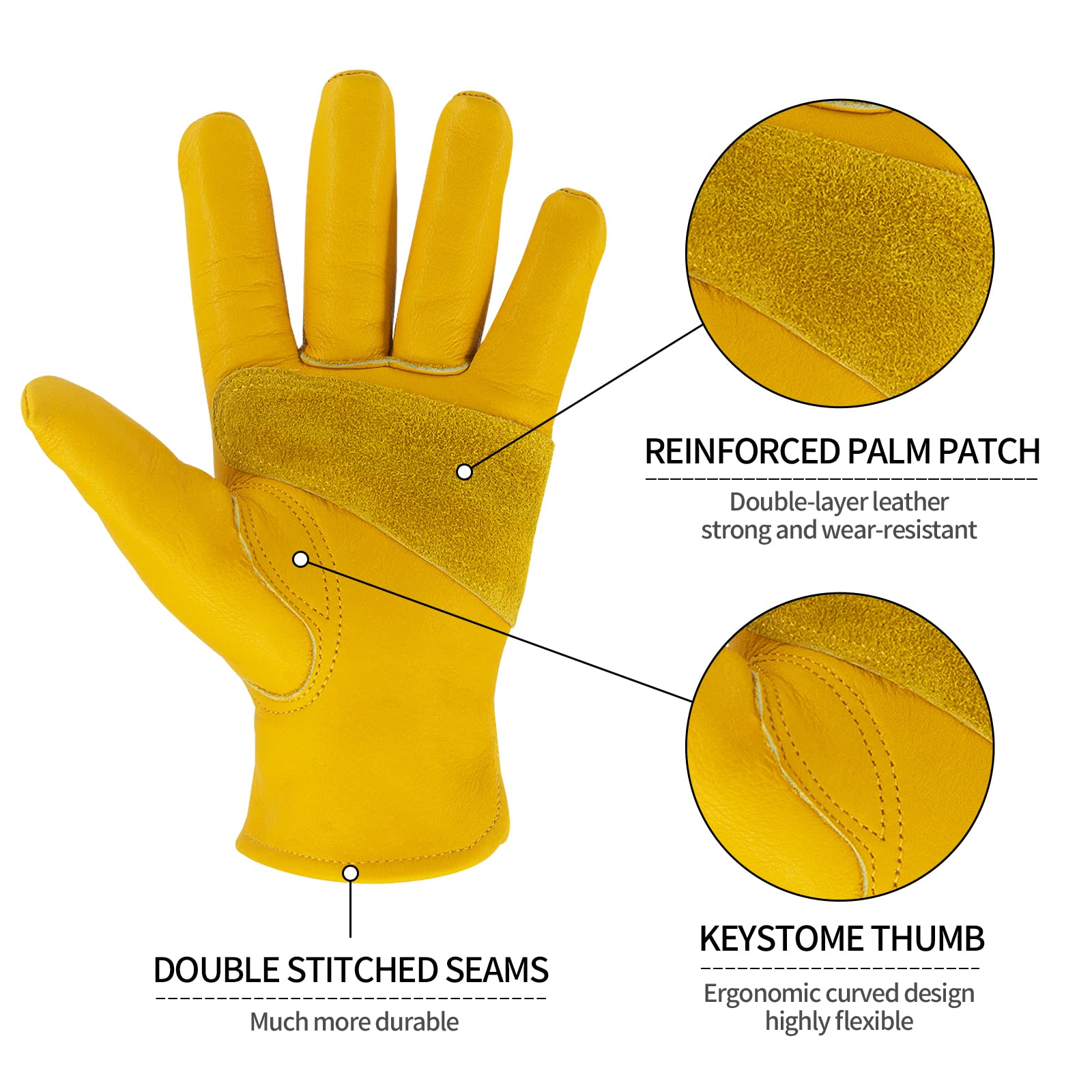 Durable Leather Work Gloves for Men & Women - Gardening & Outdoor Use