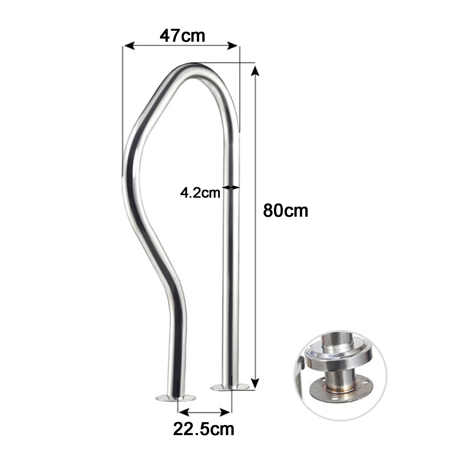 304 Stainless Steel Pool Handrail & Spa Stair Railing - 47x80cm Inground Pool Grab Bar with 330lbs Load Capacity - Perfect for Safe Entry/Exit & Poolside Support