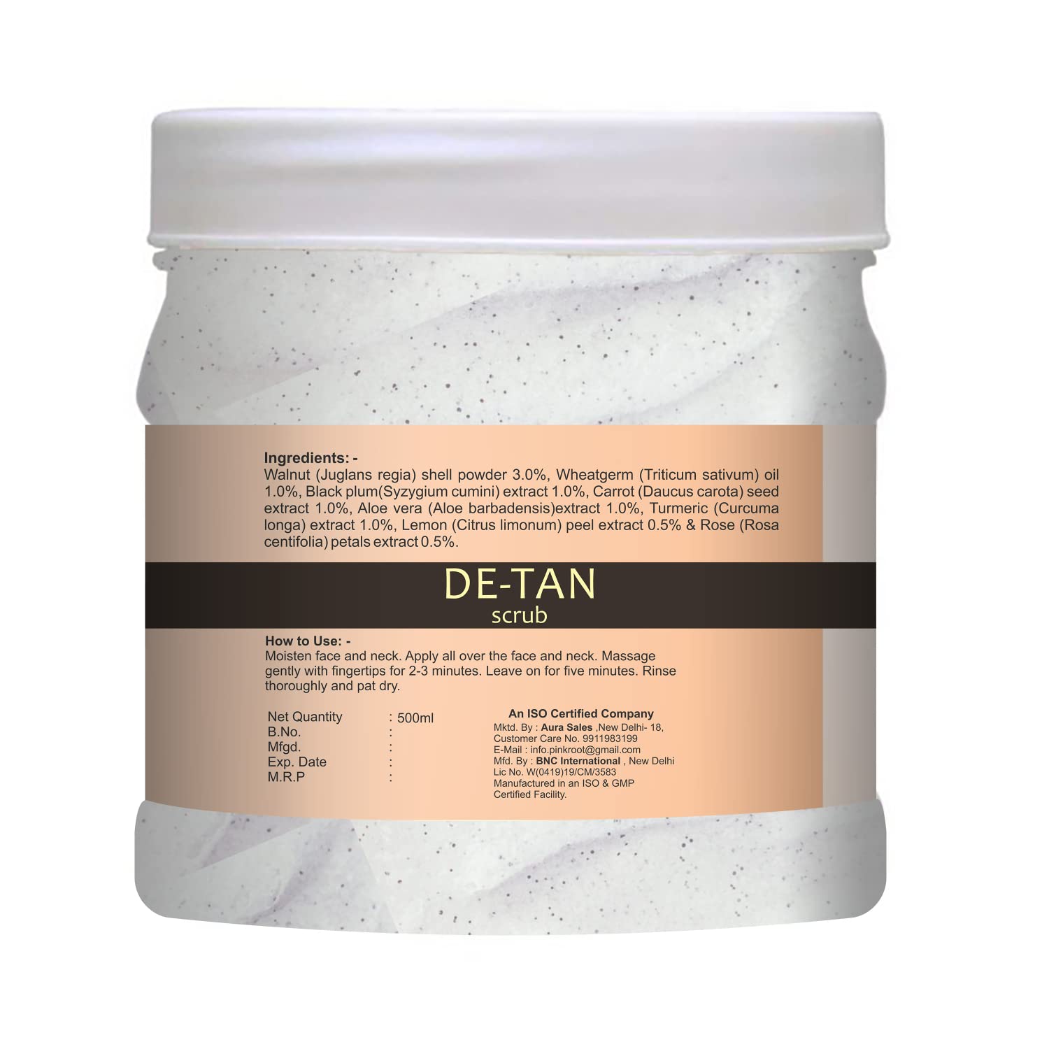 Pink Root DE-TAN Scrub with Milk & Honey Extract - 500gm Exfoliating Face & Body Scrub for Glowing Skin - Perfect for Daily Skincare & Post-Sun Care