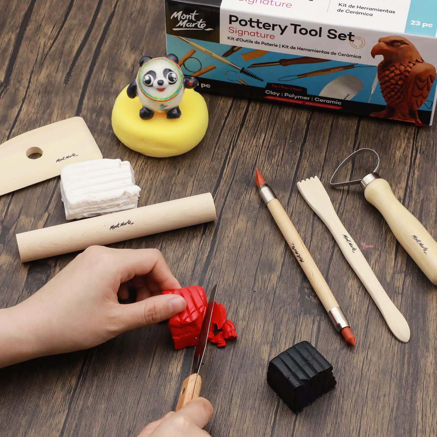 Mont Marte 23-Piece Pottery Tool Set for Clay, Polymer & Ceramic Sculpting - Professional Ceramic Tools Kit for Pottery Making, Sculpting & Art Projects