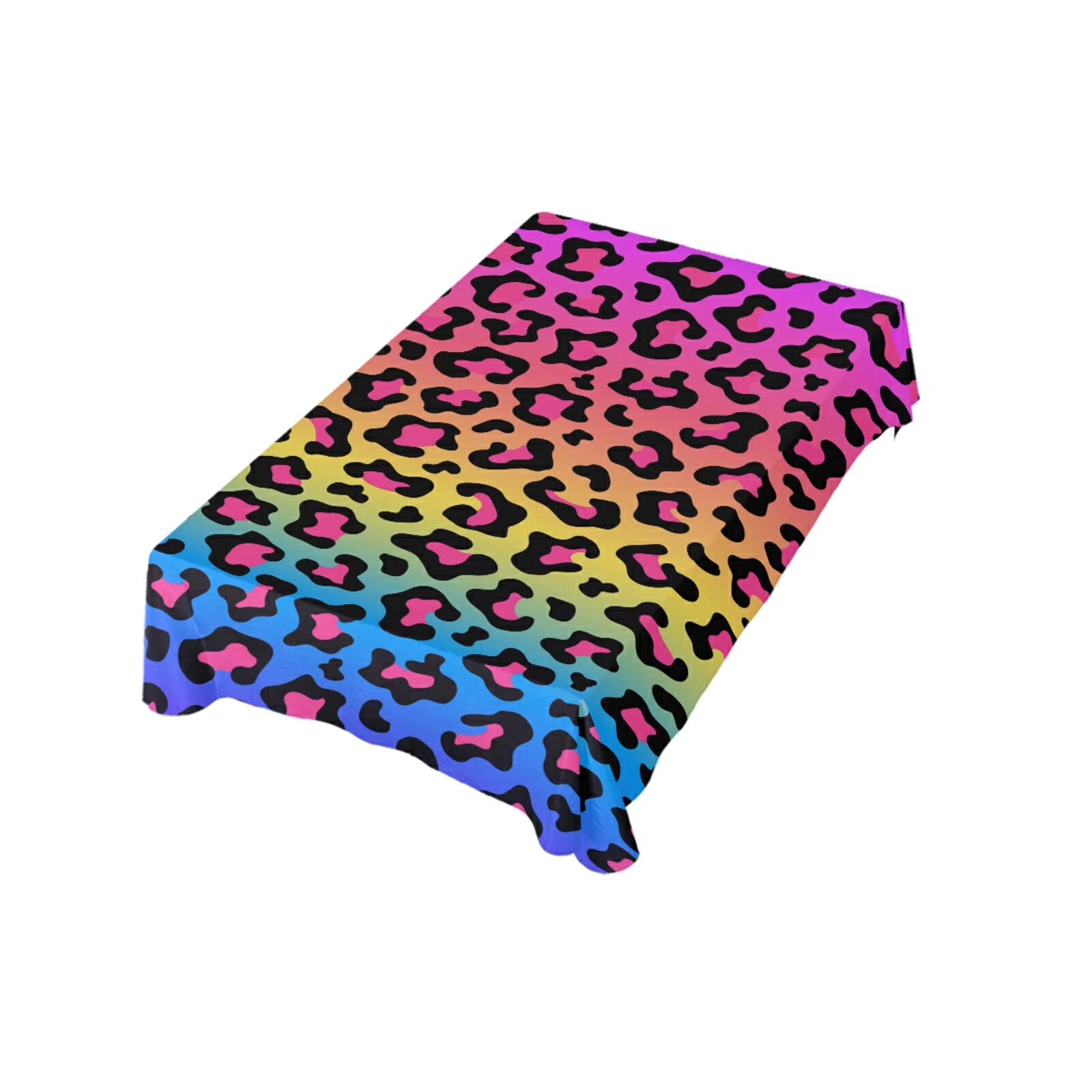 ALAZA Oblong Tablecloths 60 x 108 Inch, Neon Rainbow Leopard Print Party Tablecloth, Durable Dining Room Table Cover for Holidays, Birthdays, and Festive Gatherings