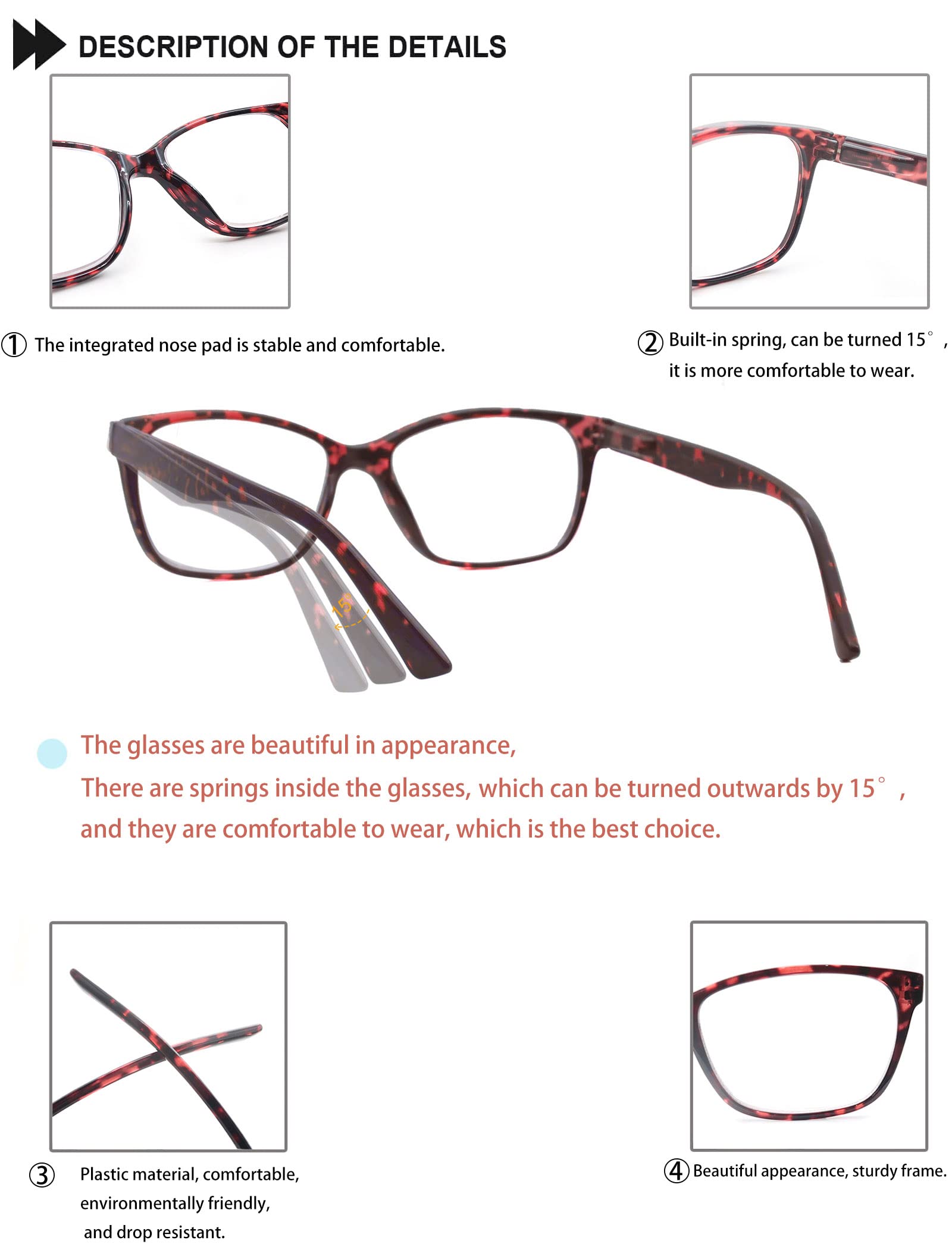 Stylish Lightweight Square Reading Glasses for Women - Large Tortoise Frame Readers for Big Head/Face - Perfect for Reading, Computer Work & Fashion Accessories