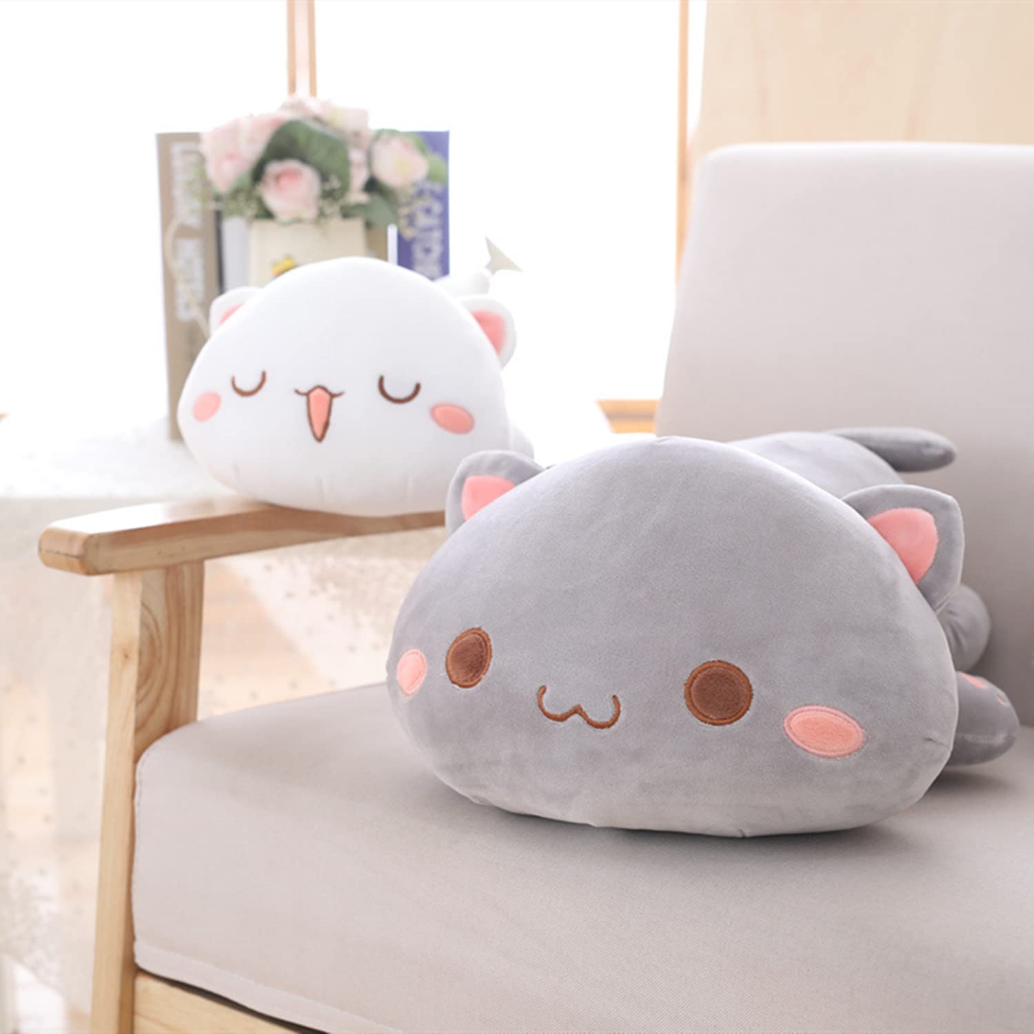 Soft Cute Kitten Plush Toy - Grey Hugging Pillow Gift for Kids & Adults - Perfect for Nursery Decor & Cuddling