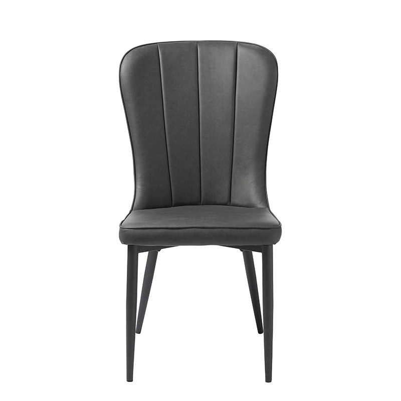 HUDSON Modern Dining Chair - Dark Grey Upholstered Seat, Sturdy Wooden Legs - Perfect for Kitchen, Dining Room, and Home Office