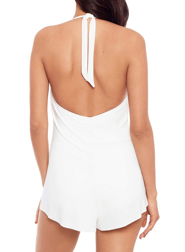 MagicSuit Women's One Piece Swimsuit - Solid Color Halter Tie Romper with Soft Cup | Perfect for Beach Vacation, Pool Party & Summer Swimming