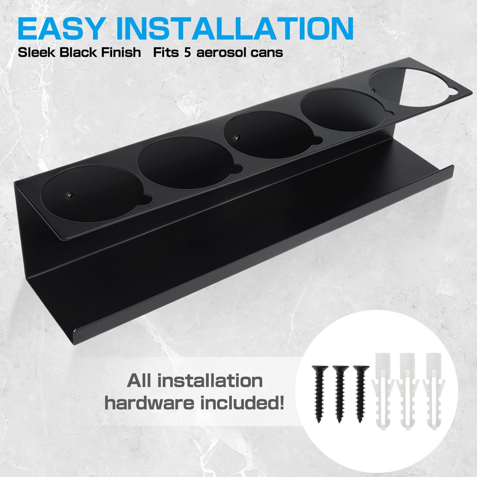 SHZONS Heavy Duty Steel Spray Can Holder - 5 Hole Paint Bottle Organizer Shelf for Aerosol Storage | Space-Saving Workshop & Garage Organization Solution | Perfect for DIY Projects, Auto Repair & Home Maintenance