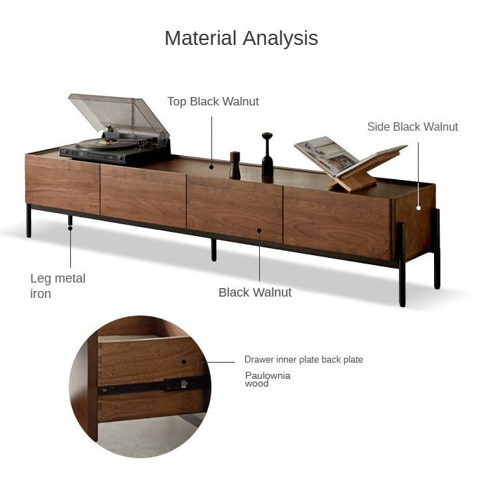 Black Walnut Solid Wood TV Stand - Modern Entertainment Center for Living Room, Bedroom, Home Theater | Durable Hardwood Media Console with Storage Shelves | Perfect for TV, Gaming, Streaming & Home Decor