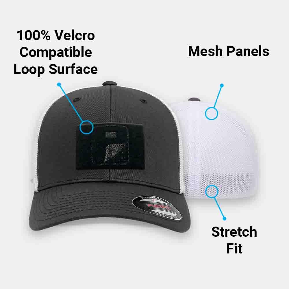 Pull Patch Curved Bill Snapback Trucker Hat - Tactical Cap with 2x3 Inch Loop for Morale Patches | Adjustable Military Style Baseball Cap for Outdoor, Tactical & Casual Wear