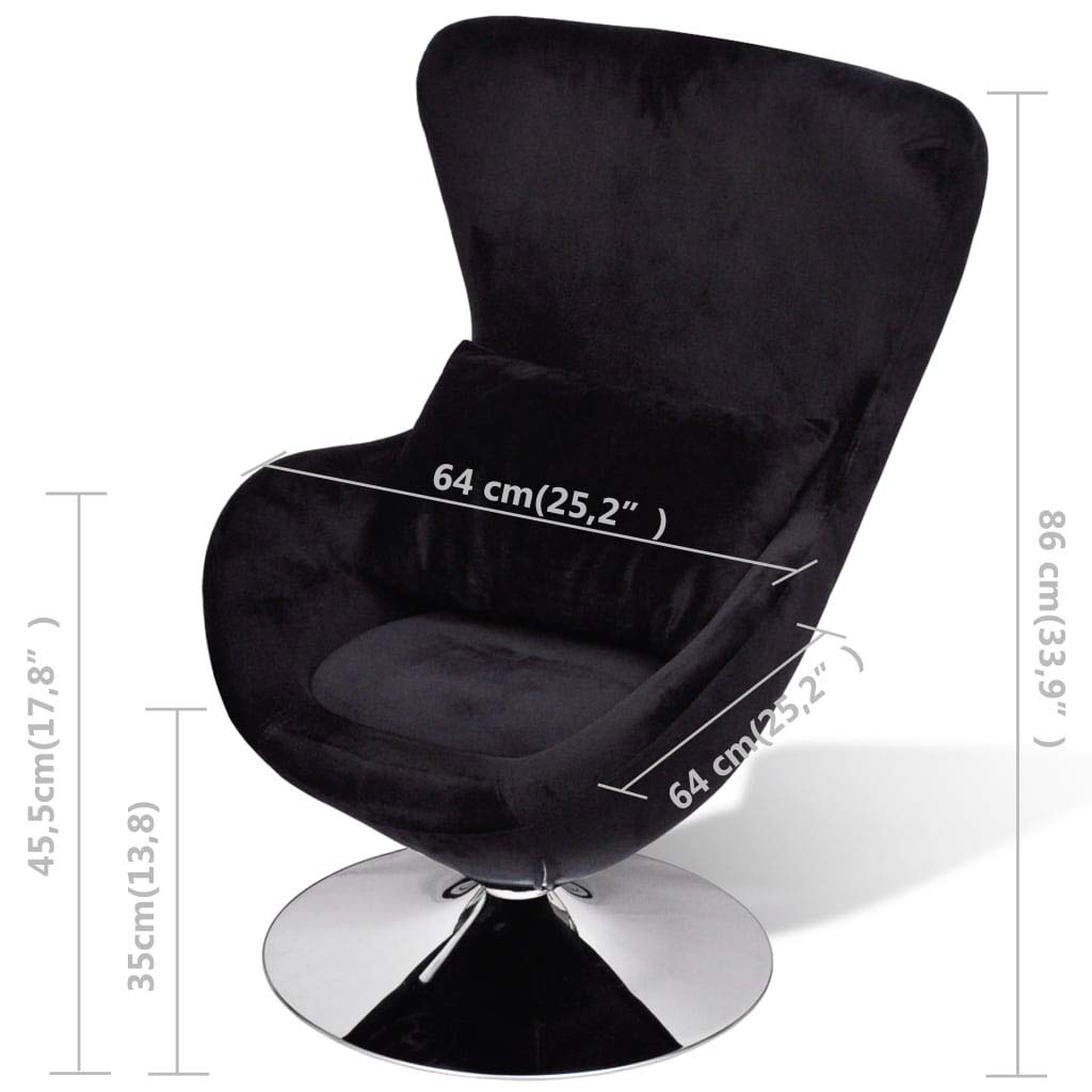 Black Velvet French Egg-Shaped Armchair - Elegant Accent Chair for Bedroom, Living Room & Office - Stylish French Sofa Chair with Modern Design - Perfect for Home Decor & Relaxation