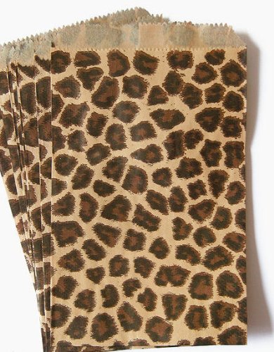 100 Leopard Print Paper Bags 6x9 Inches - Eco-Friendly Flat Merchandise Bags for Retail, Gift Wrapping & Party Favors | Bulk Wholesale Packaging Supplies