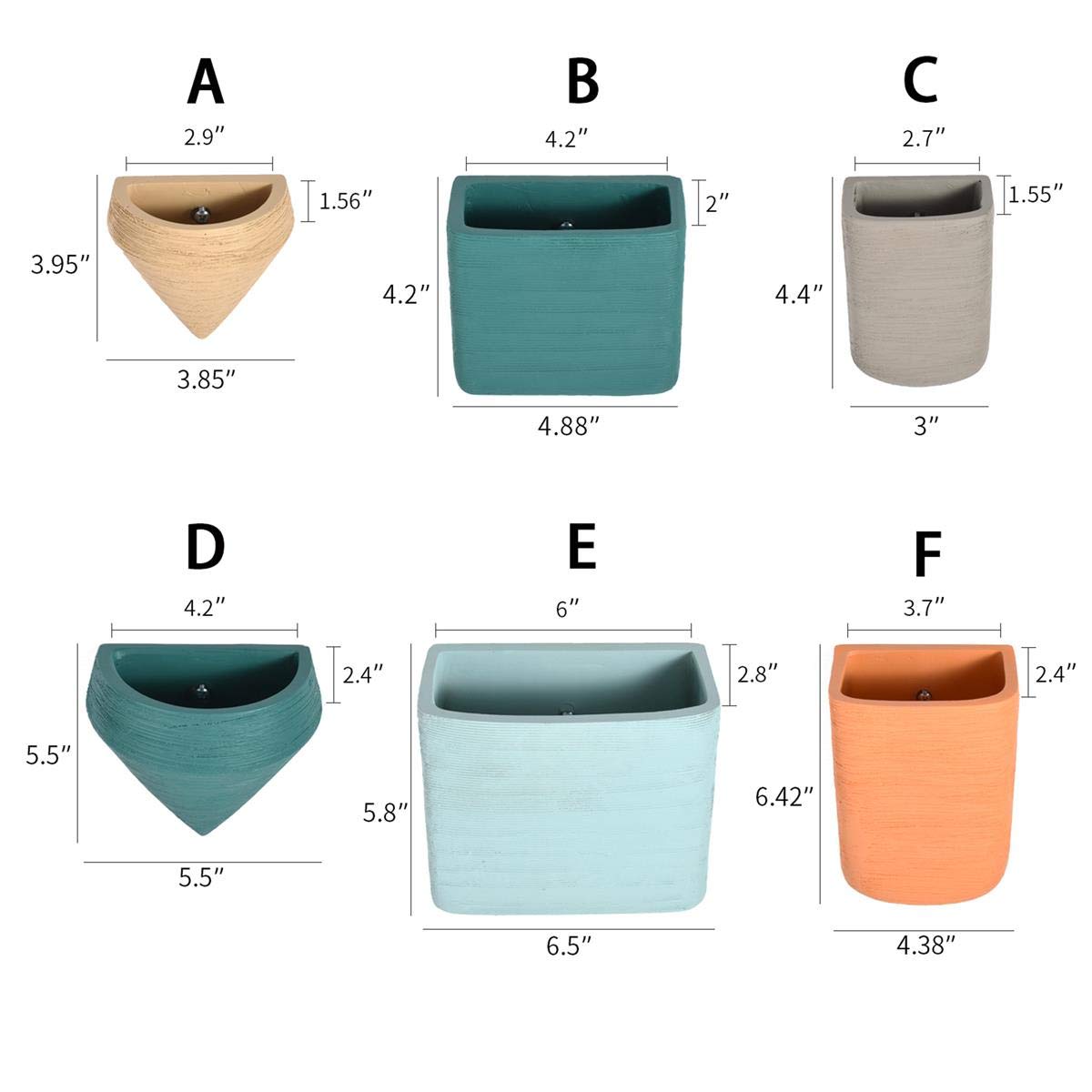 Ecosides Set of 6 Ceramic Wall Hanging Geometric Planters - Modern Home Decor for Succulents, Air Plants & Faux Greenery | Perfect for Living Room, Bedroom & Office Wall Decor