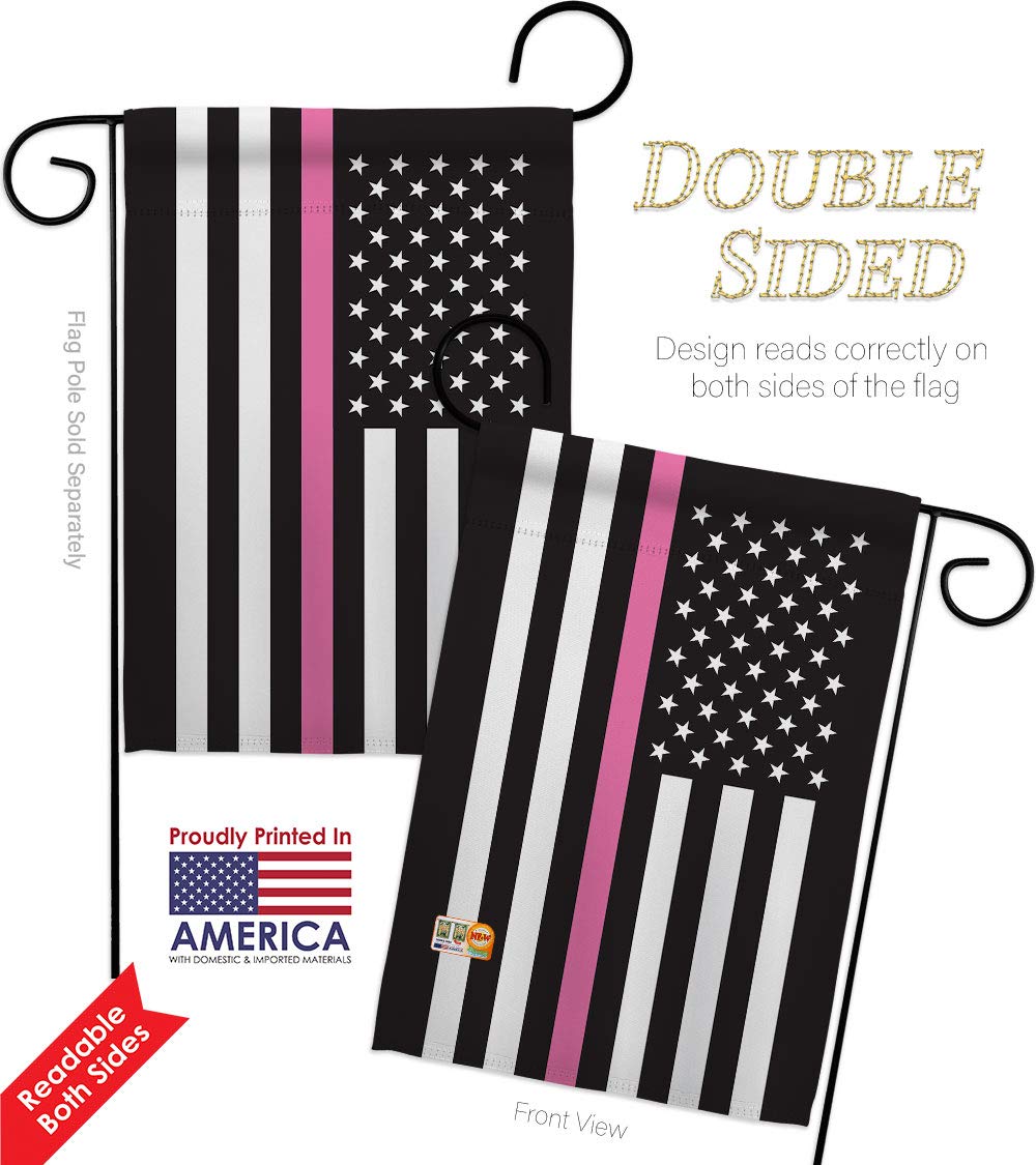 2-Pack Thin Pink Line Garden Flags - Double-Sided 13x18.5 Inch US-Made House Banner for Cancer Awareness, Autism Support & BLM - Perfect for Yard Decor, Front Porch Display & Inspirational Gifts