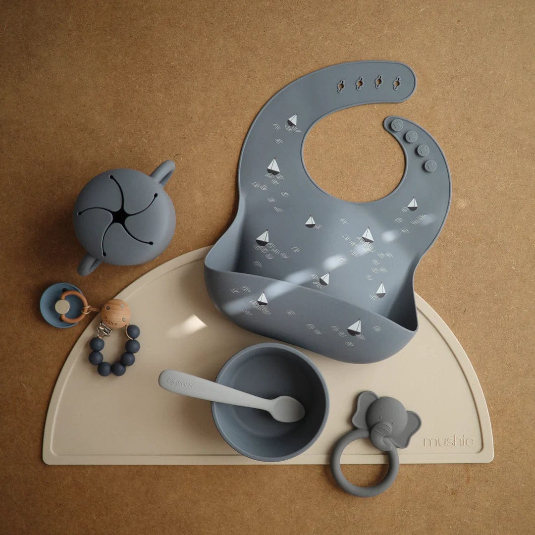 Mushie Silicone Baby Bib - Soft, Waterproof & Easy Clean Feeding Bib for Infants & Toddlers - Perfect for Mealtime, Snacks & Messy Play