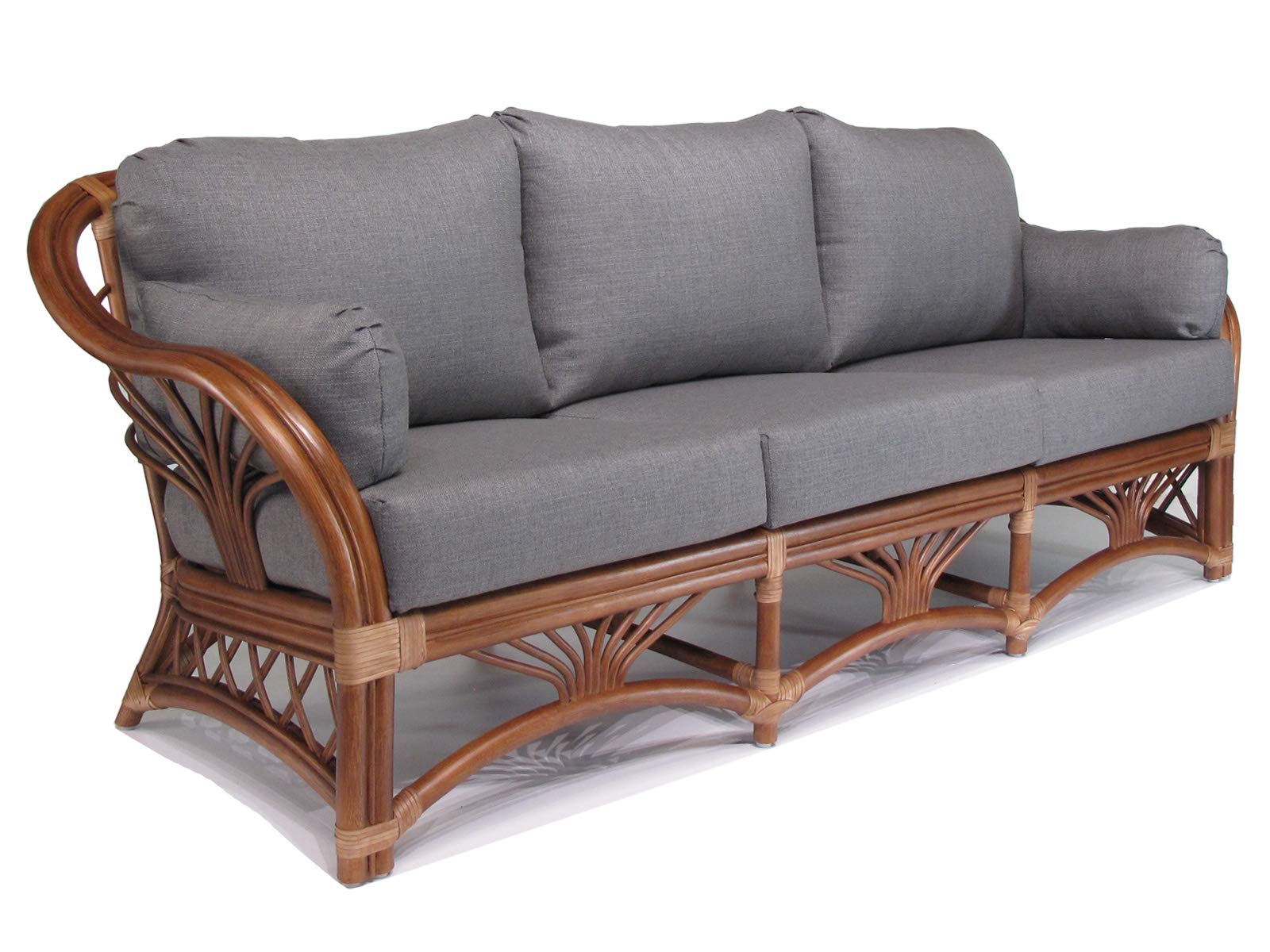 Rattan Living Room Furniture Sofa Couch Set (#1690AW-TI) - Boho Chic Wicker Couch for Patio, Sunroom & Cozy Indoor Spaces