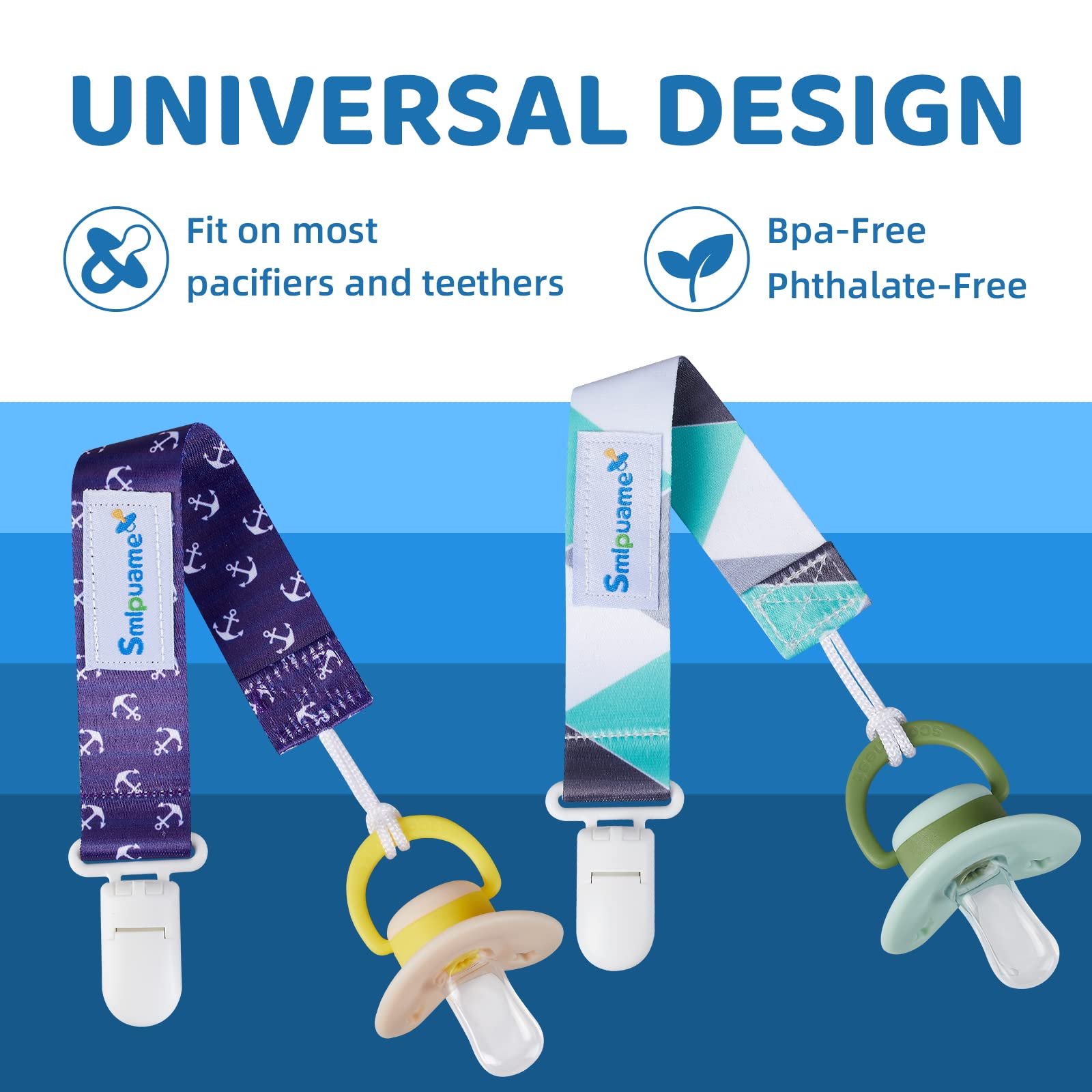 6 Pack Stylish Baby Pacifier Clips - Universal Lightweight Binky Holder for Boys & Girls, Fits Most Pacifiers & Teething Rings (Boho, Leopard, Camo) - Perfect for On-the-Go, Daycare & Travel Accessories