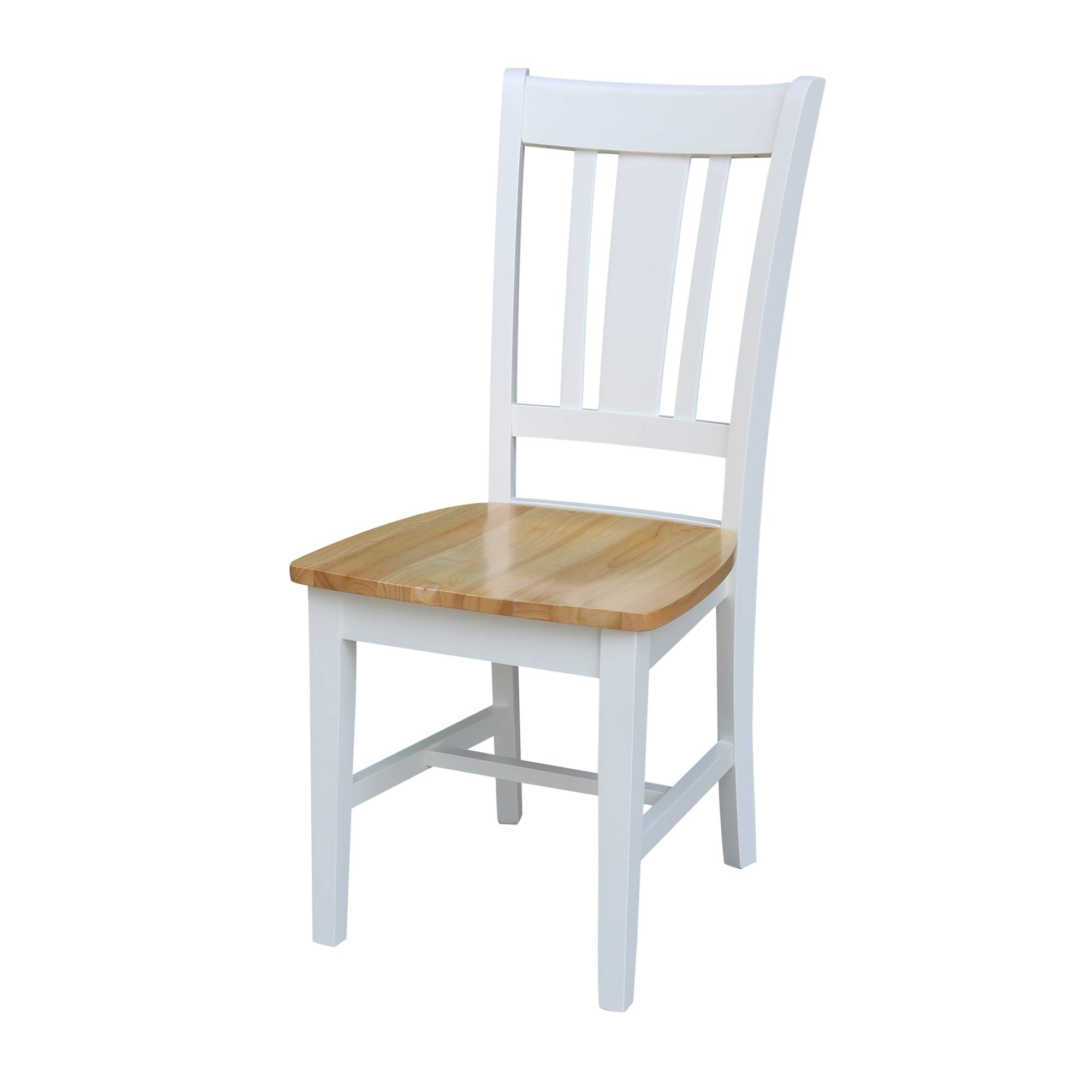 IC International Concepts Solid Wood San Remo Splatback Dining Chairs, Set of 2 - White/Natural Finish for Kitchen, Dining Room, or Breakfast Nook