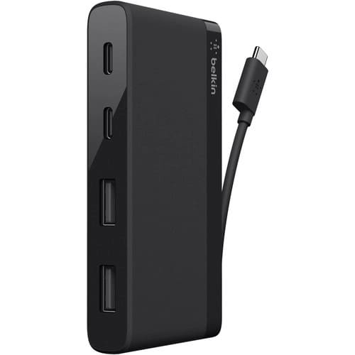 Belkin Mini Hub USB C to USB A 4-Port Adapter - Black | High-Speed Data Transfer for Laptop, Smartphone & Tablet | Perfect for Home Office & Travel Accessories